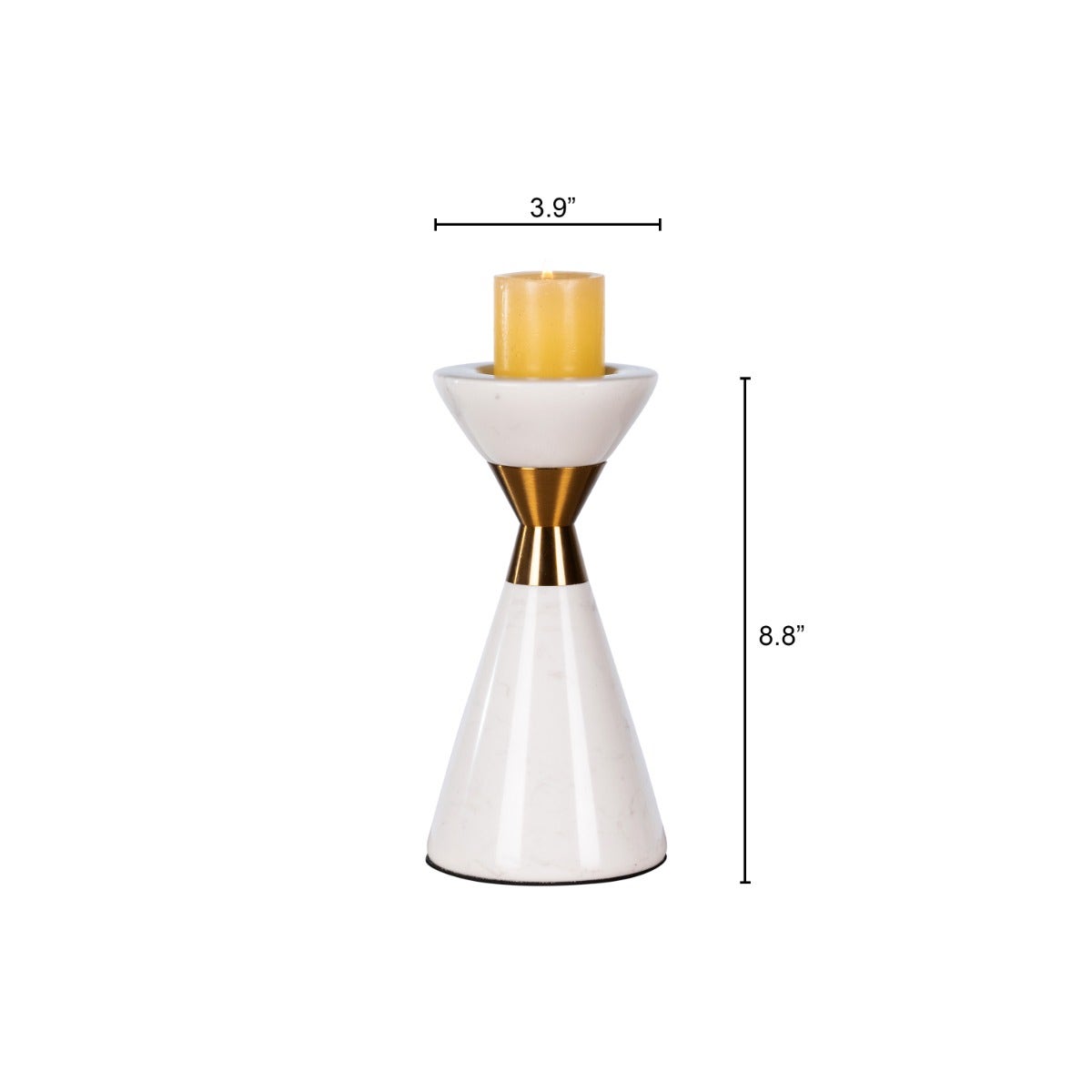 Nailed It (Large, White/Gold) Marble Candle Holder