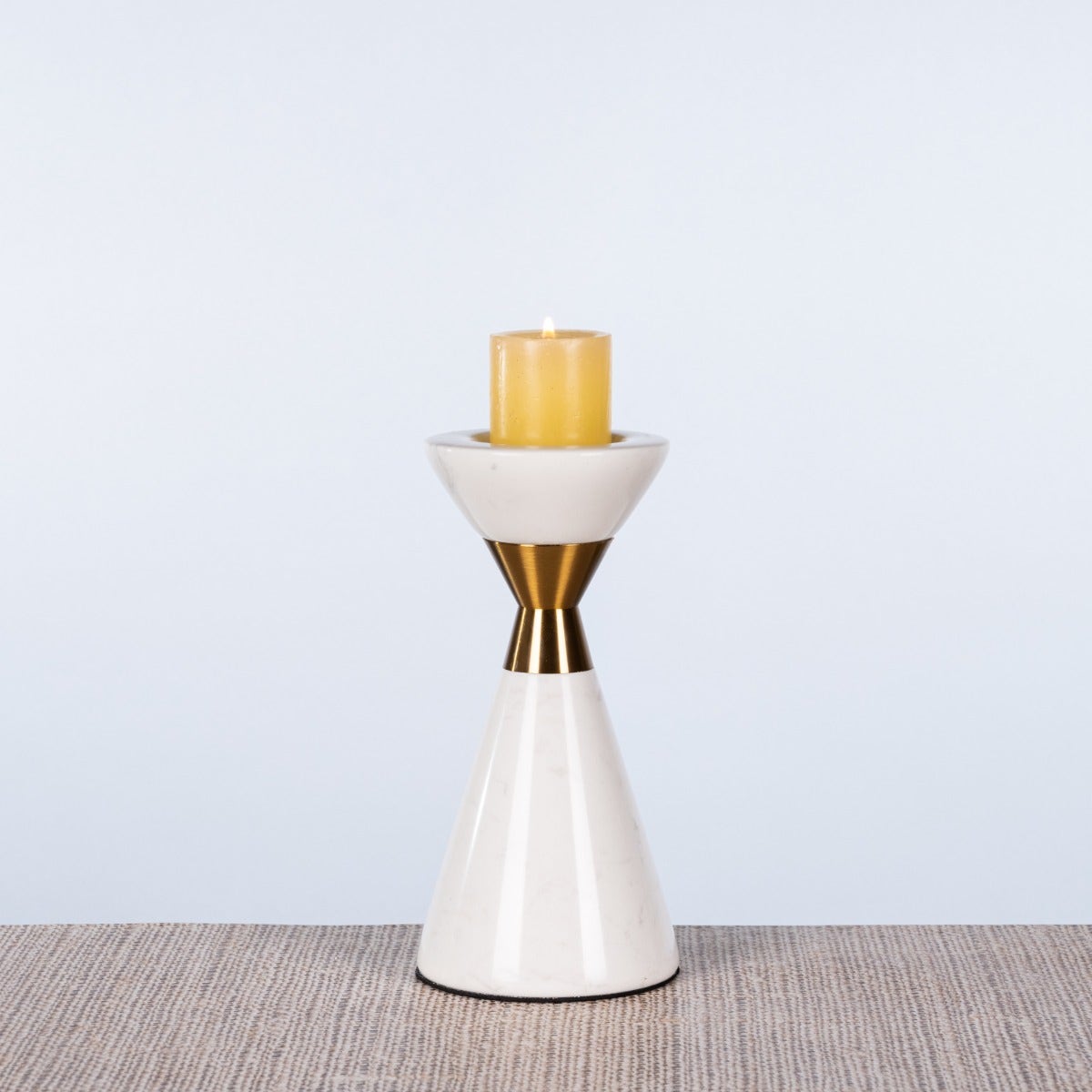 Nailed It (Large, White/Gold) Marble Candle Holder