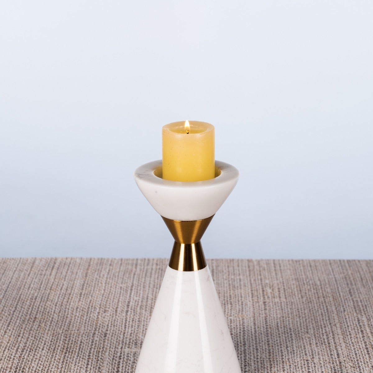 Nailed It (Large, White/Gold) Marble Candle Holder