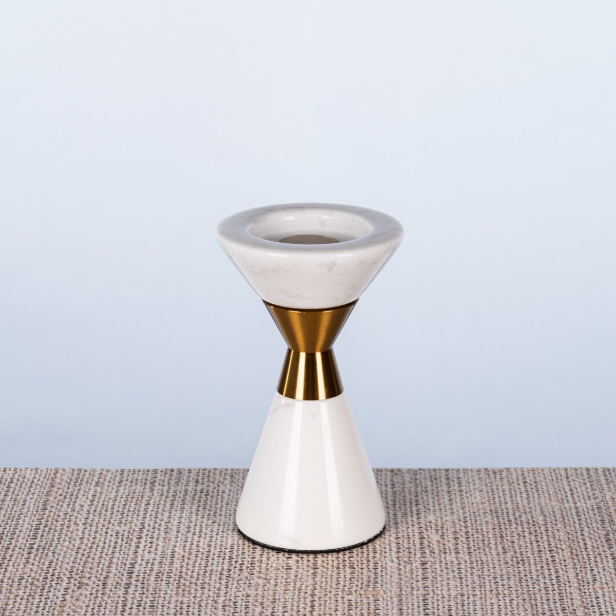 Nailed It (Small, White/Gold) Marble Candle Holder