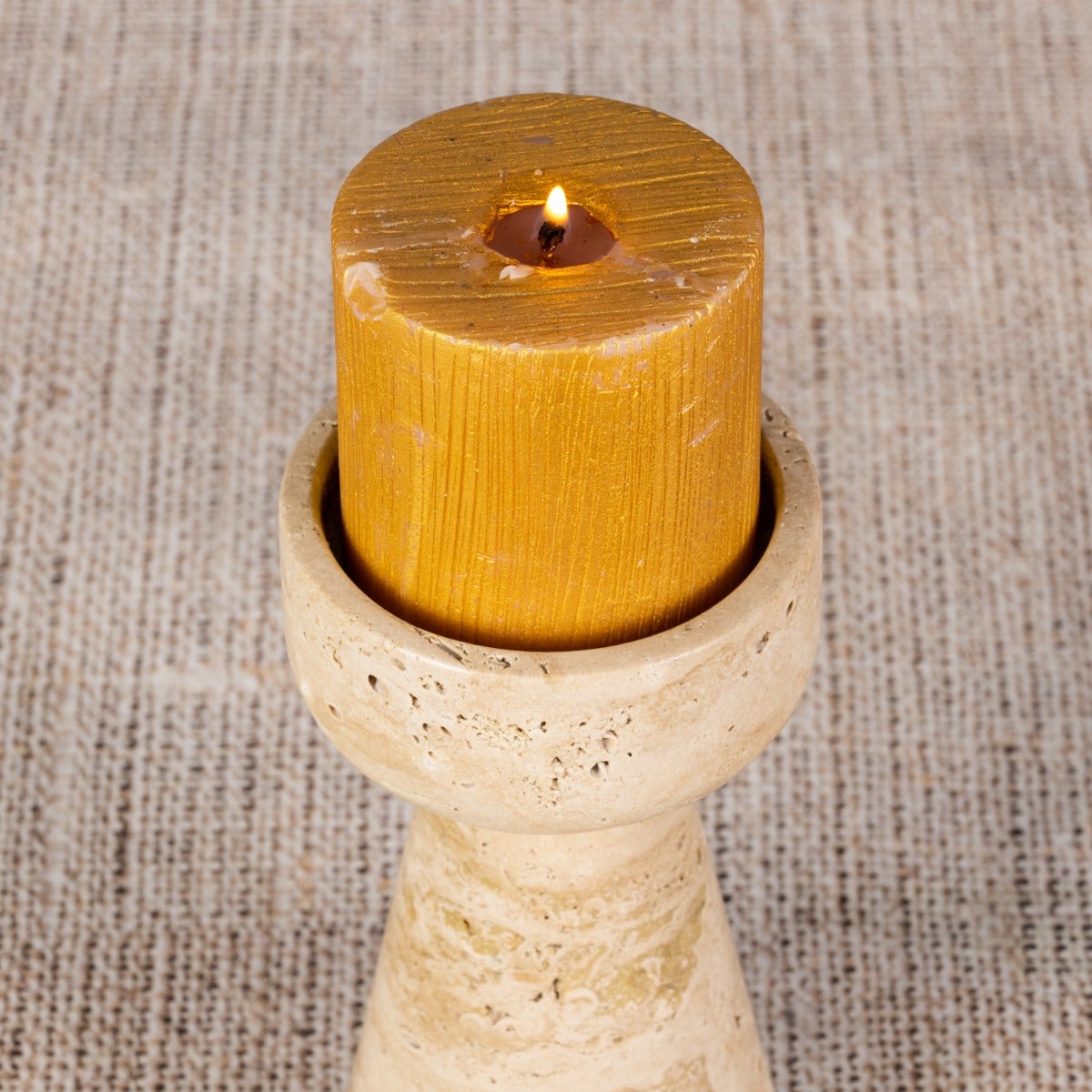 Twinning Sable (Small, Beige) Marble Candle Holder