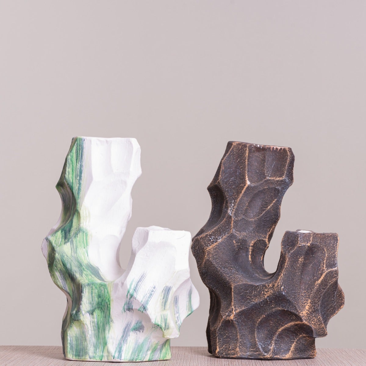 Grounded (White/Green) Textured Ceramic Vase