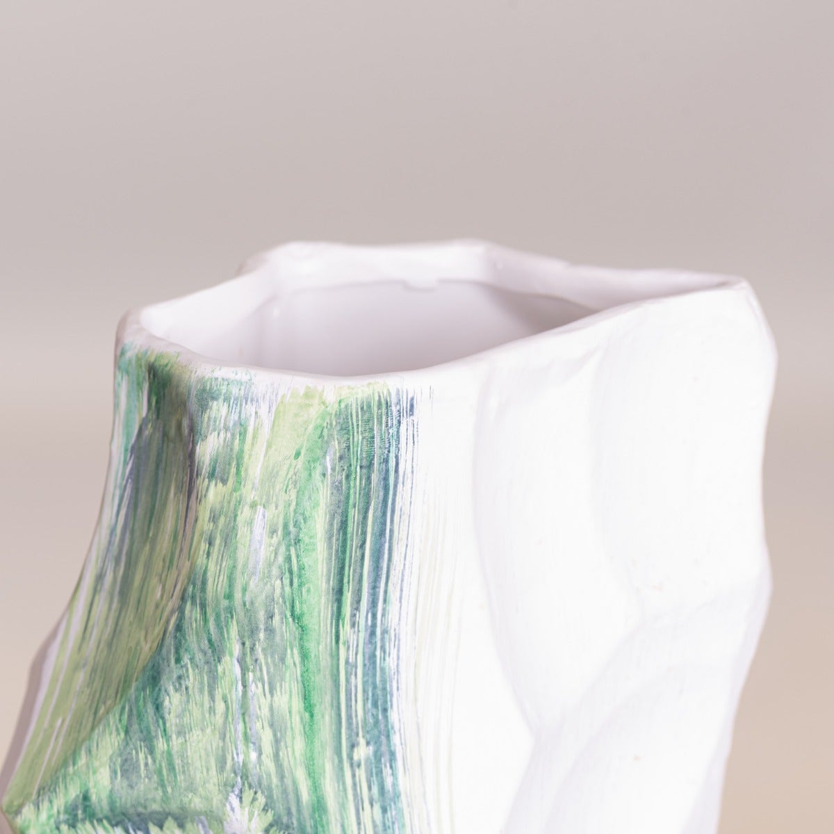 Grounded (White/Green) Textured Ceramic Vase