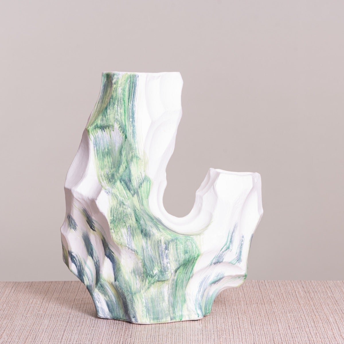 Grounded (White/Green) Textured Ceramic Vase