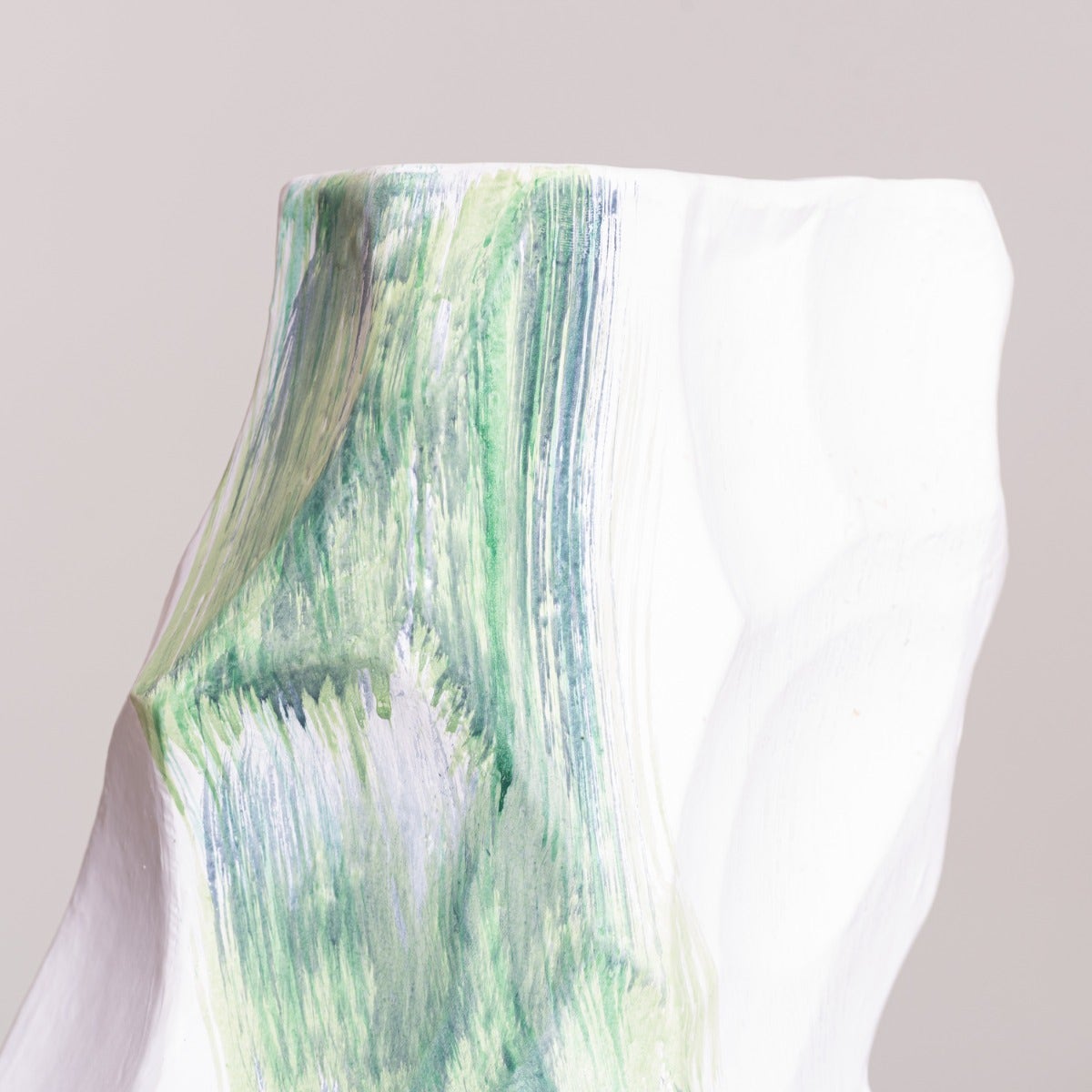 Grounded (White/Green) Textured Ceramic Vase
