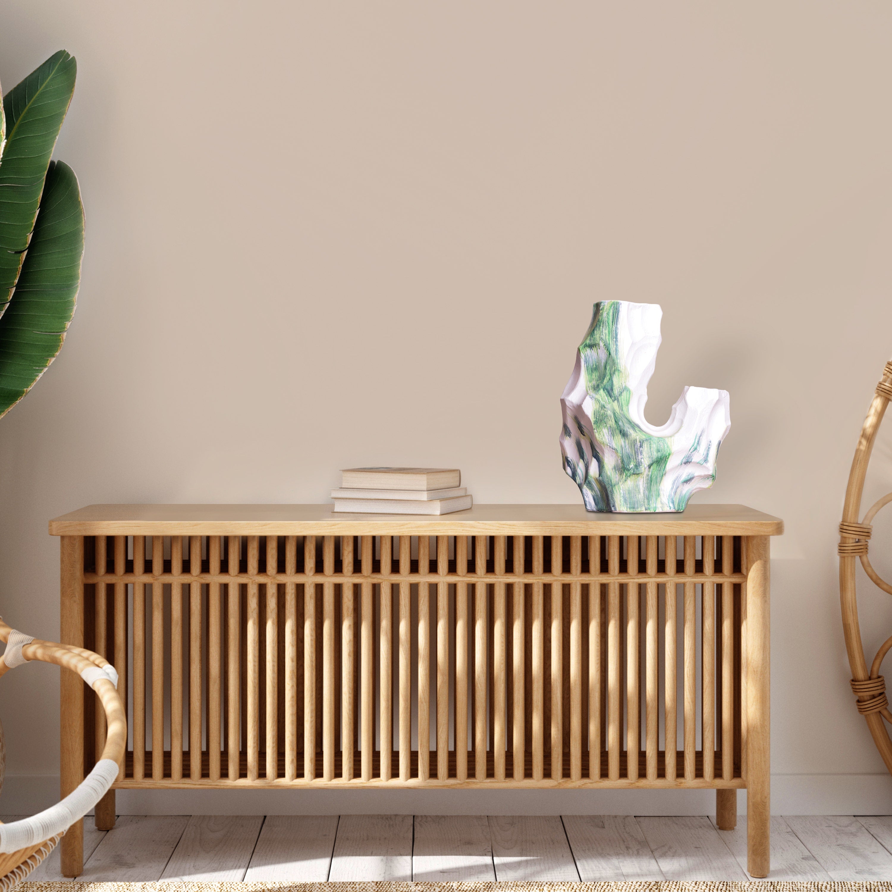 Grounded (White/Green) Textured Ceramic Vase