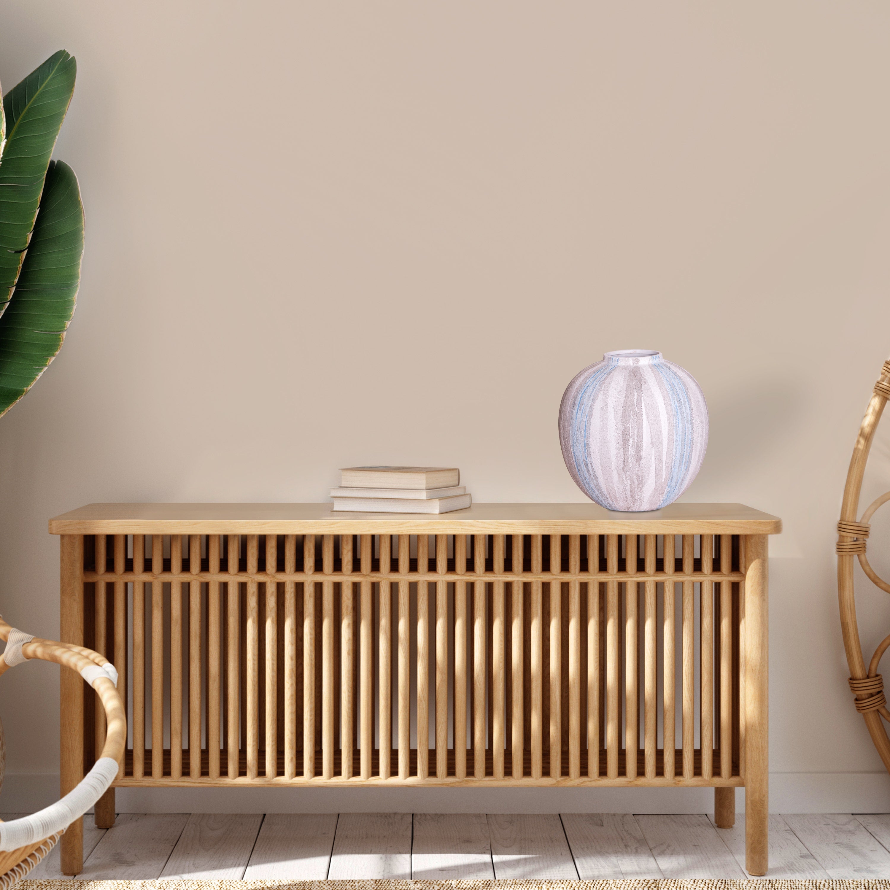فازة سيراميك مزخرفة "مياه راكدة" (رمادي/أزرق/أبيض)