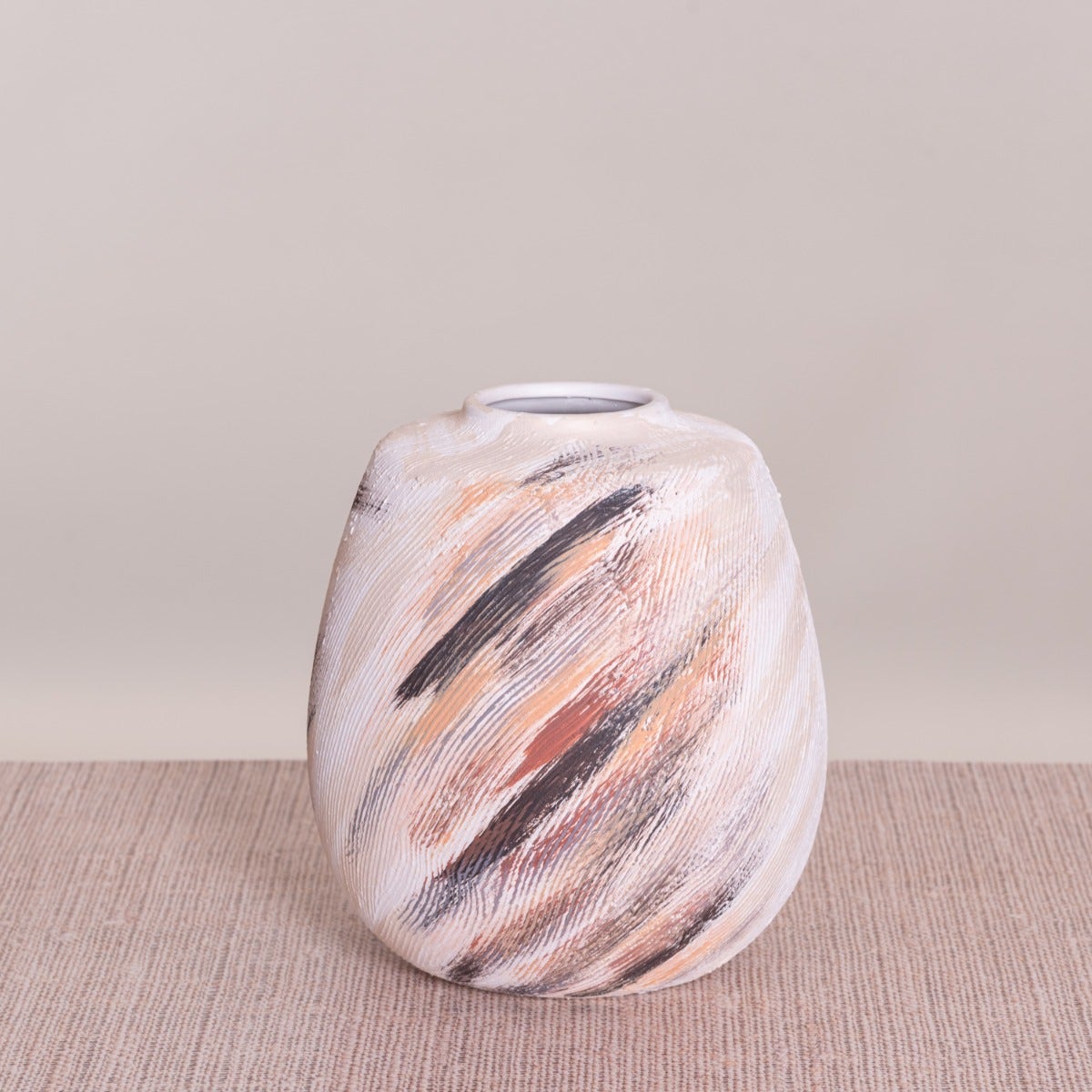 Oliver’s Olive (White/Black/Brown) Textured Ceramic Vase