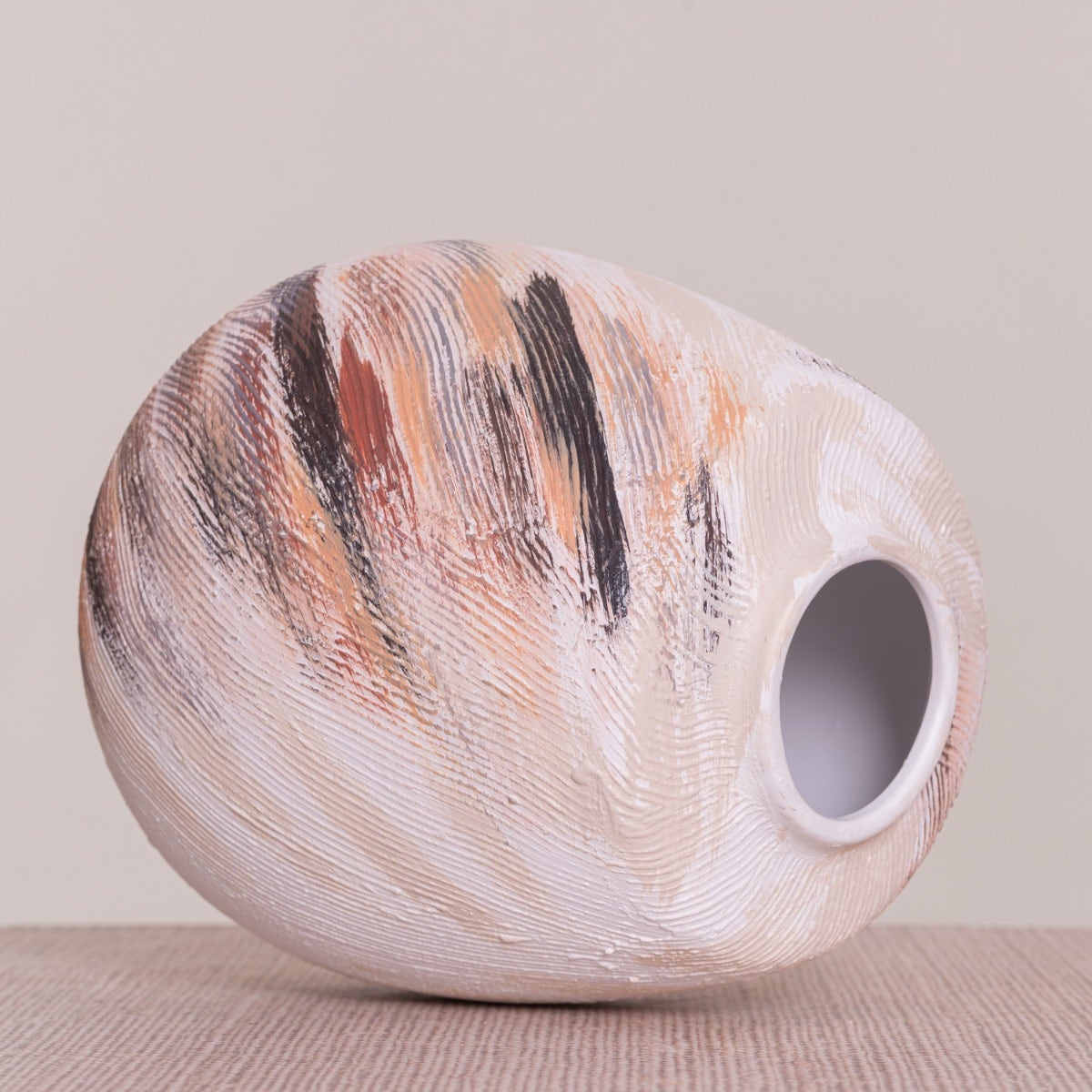 Oliver’s Olive (White/Black/Brown) Textured Ceramic Vase