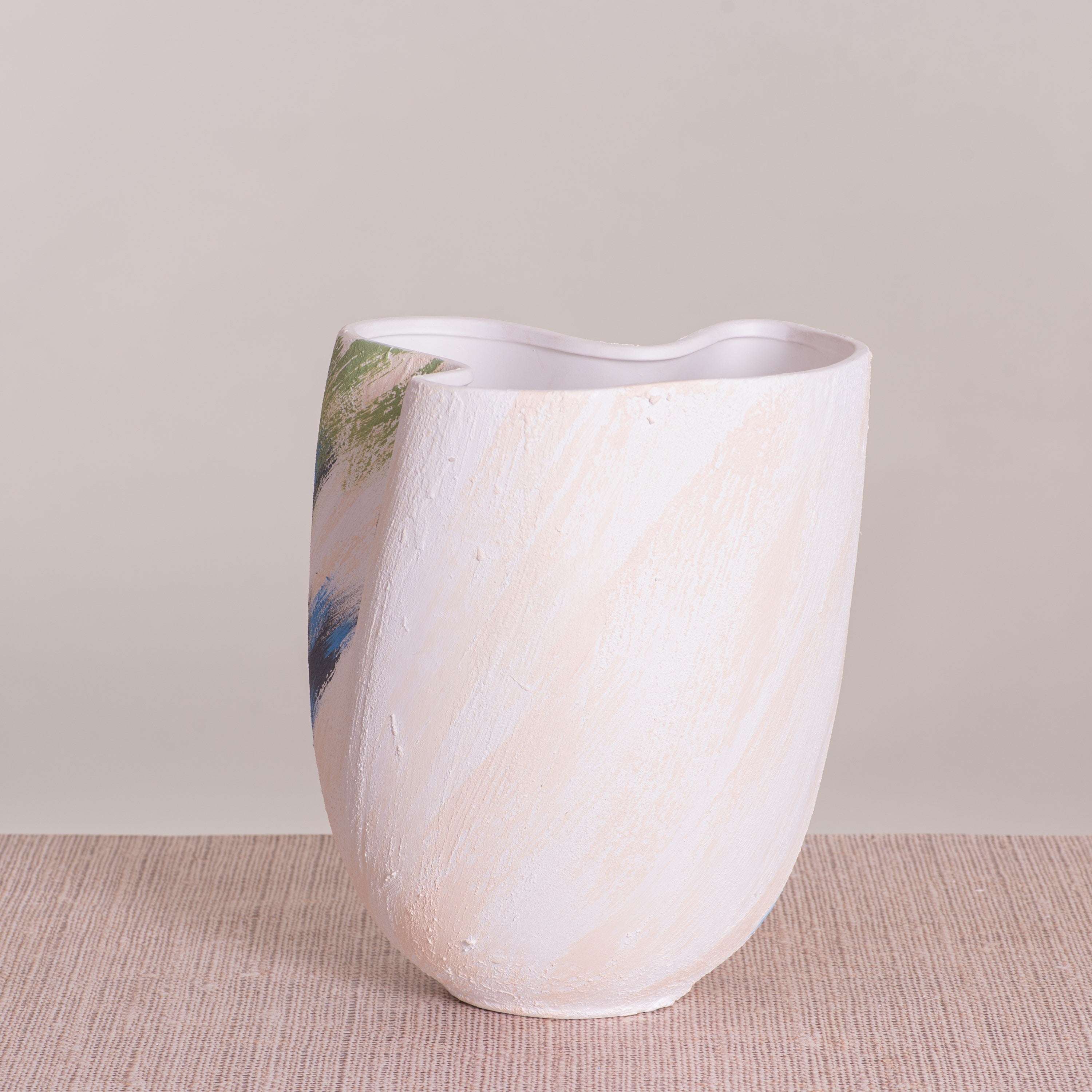 Forest Sky (White/ Blue) Textured Ceramic Vase
