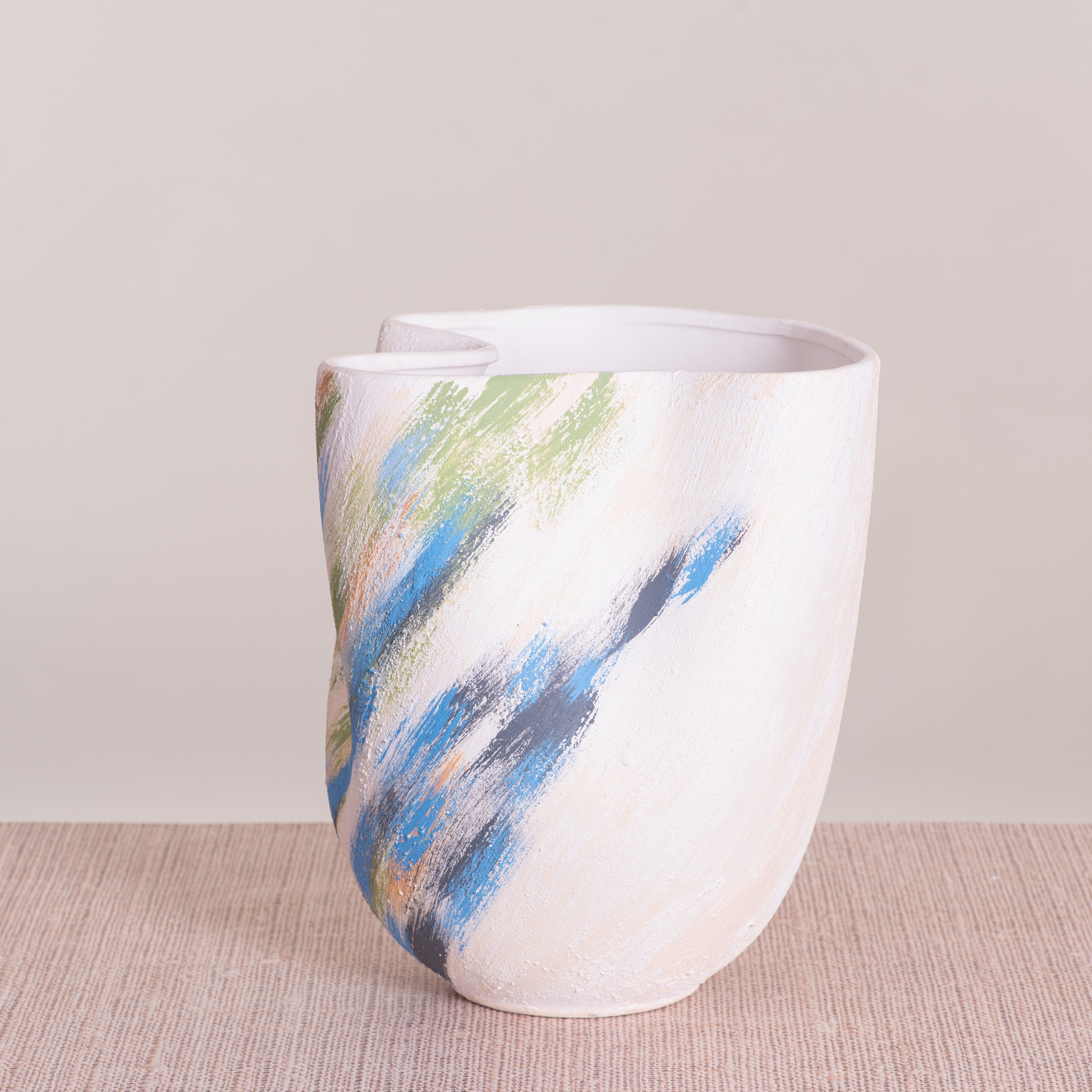 Forest Sky (White/ Blue) Textured Ceramic Vase