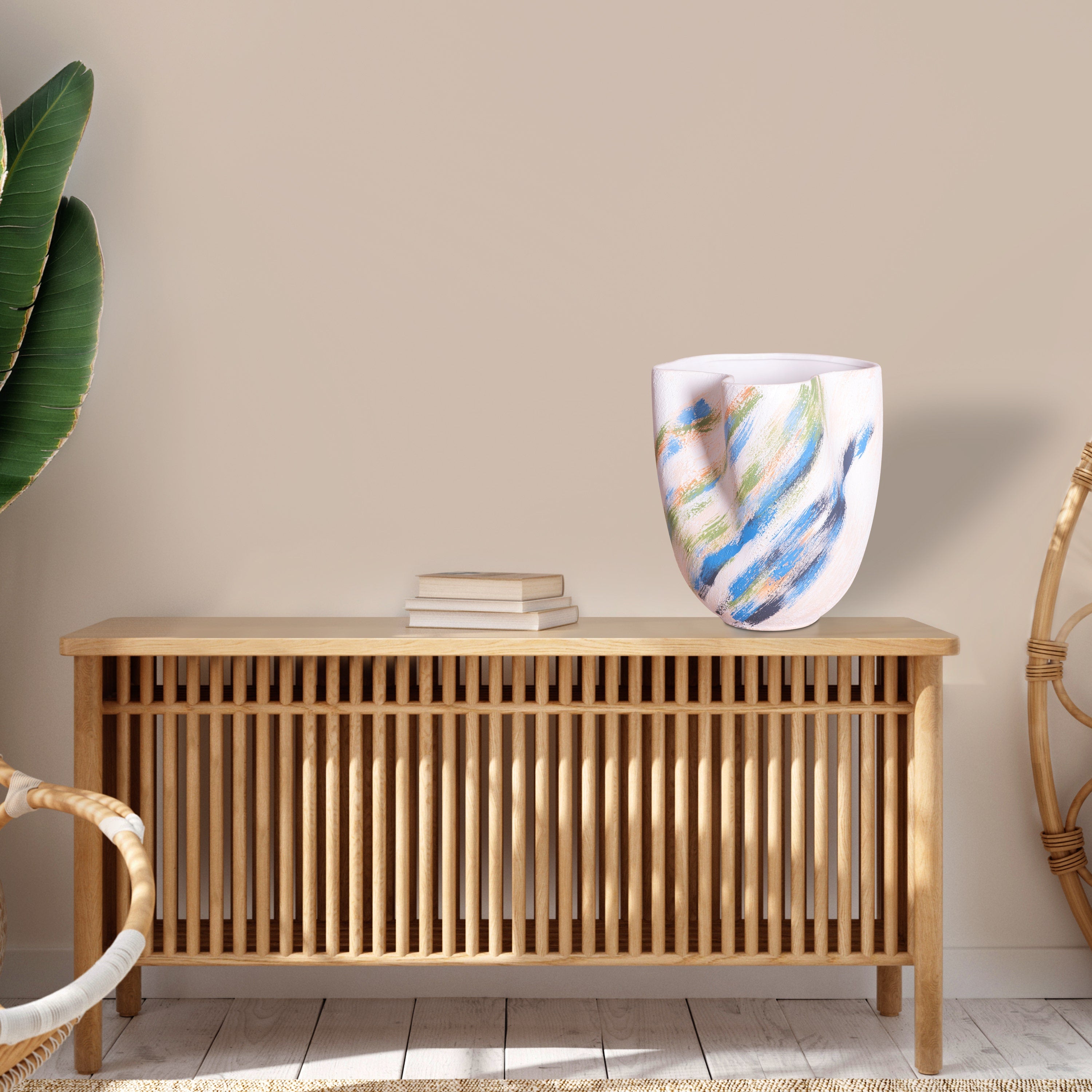 Forest Sky (White/ Blue) Textured Ceramic Vase