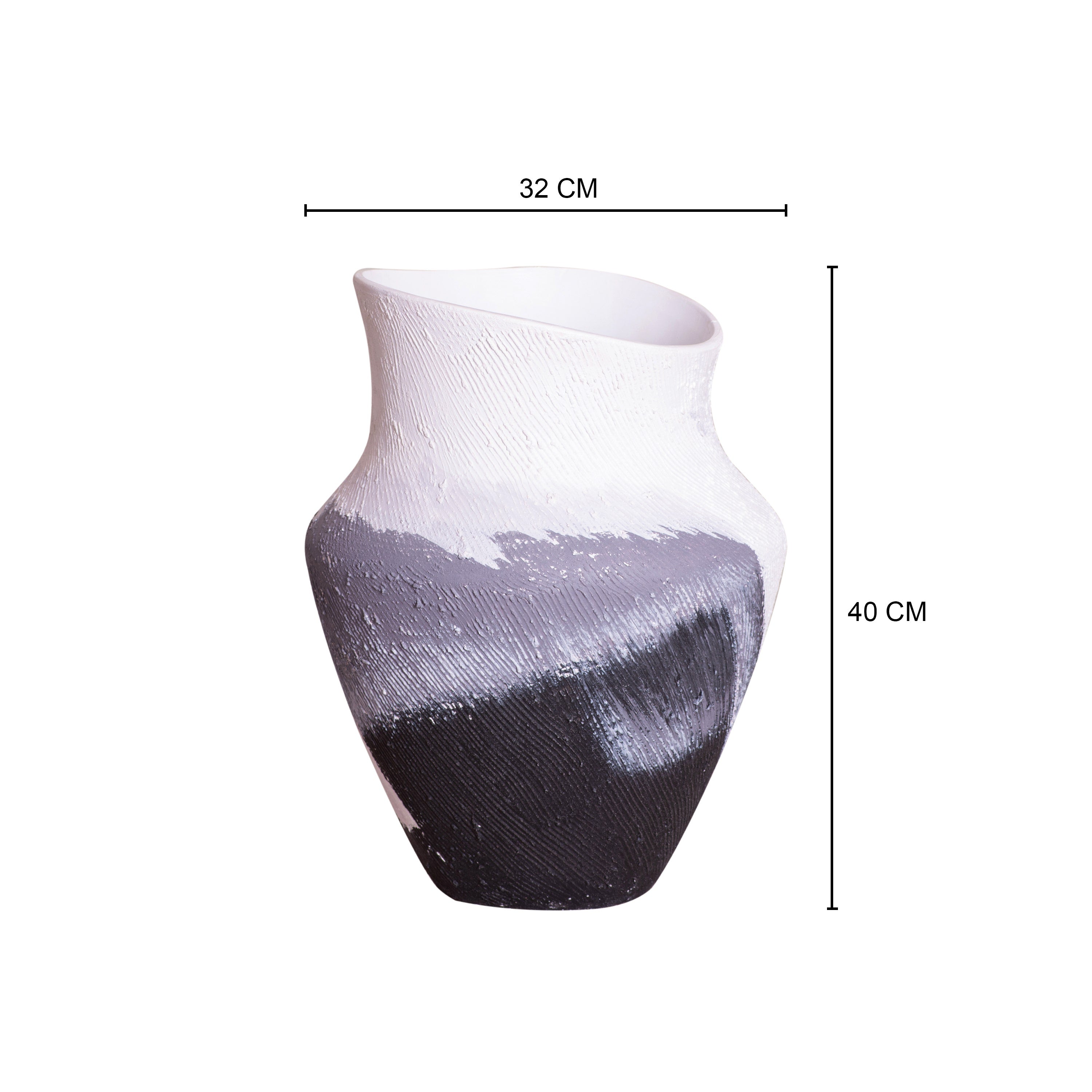 Crossroad (White/ Black) Textured Ceramic Vase