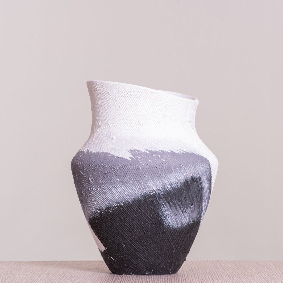Crossroad (White/ Black) Textured Ceramic Vase