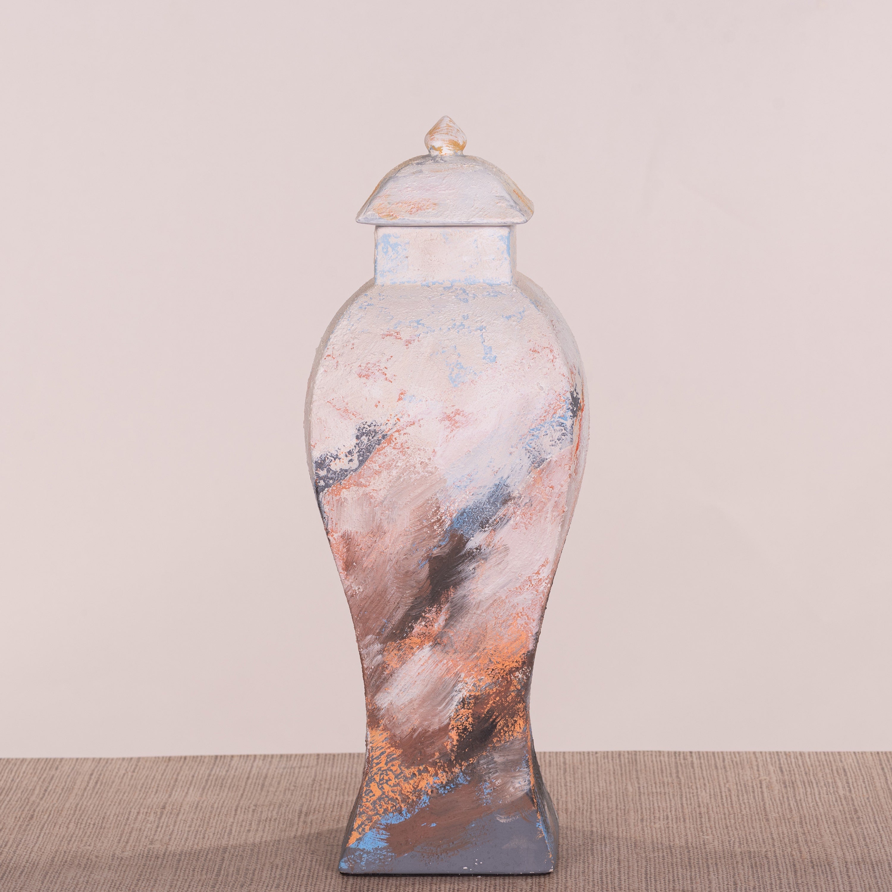 China Town (Off-White, Brown, Orange & Blue) Ceramic Vase