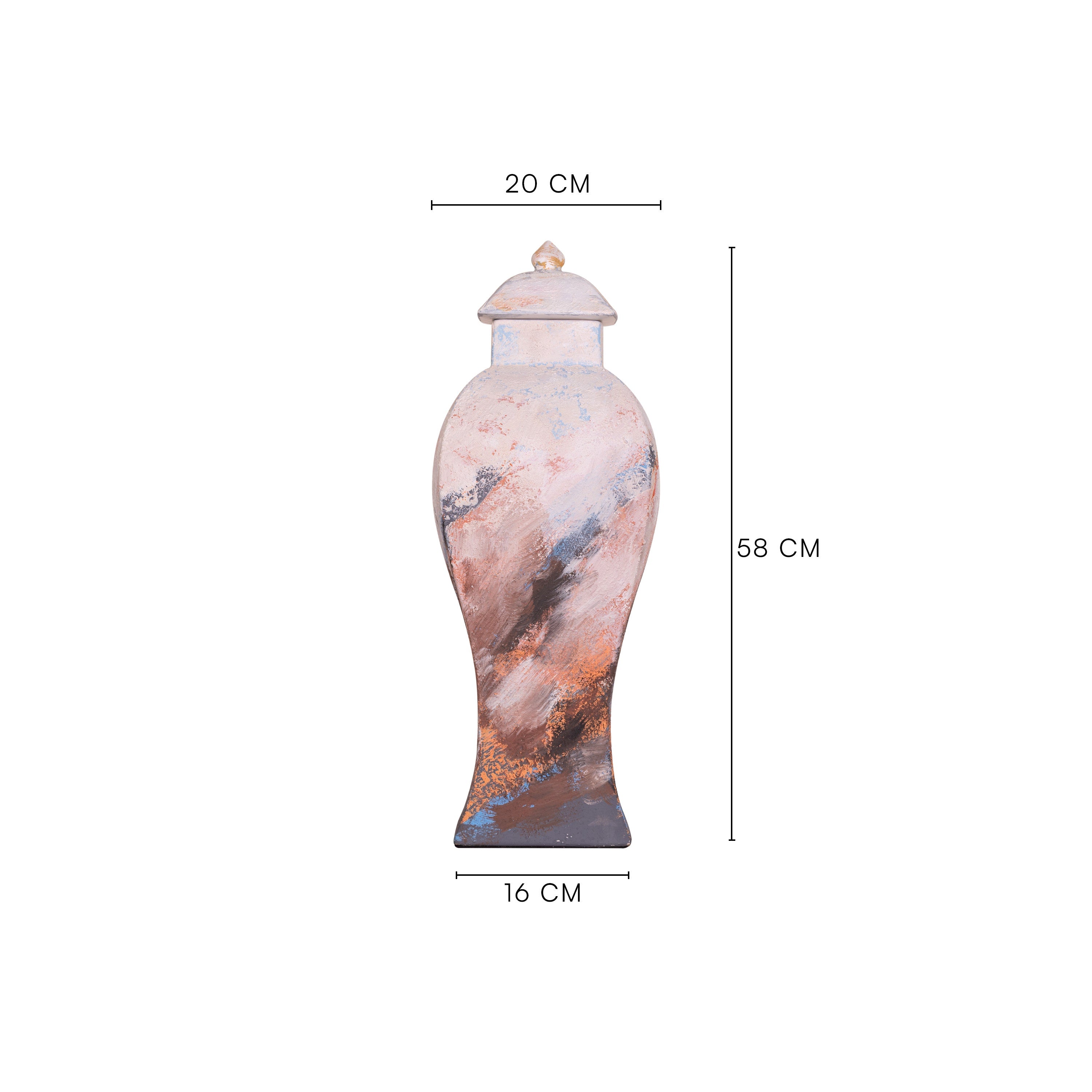 China Town (Off-White, Brown, Orange & Blue) Ceramic Vase