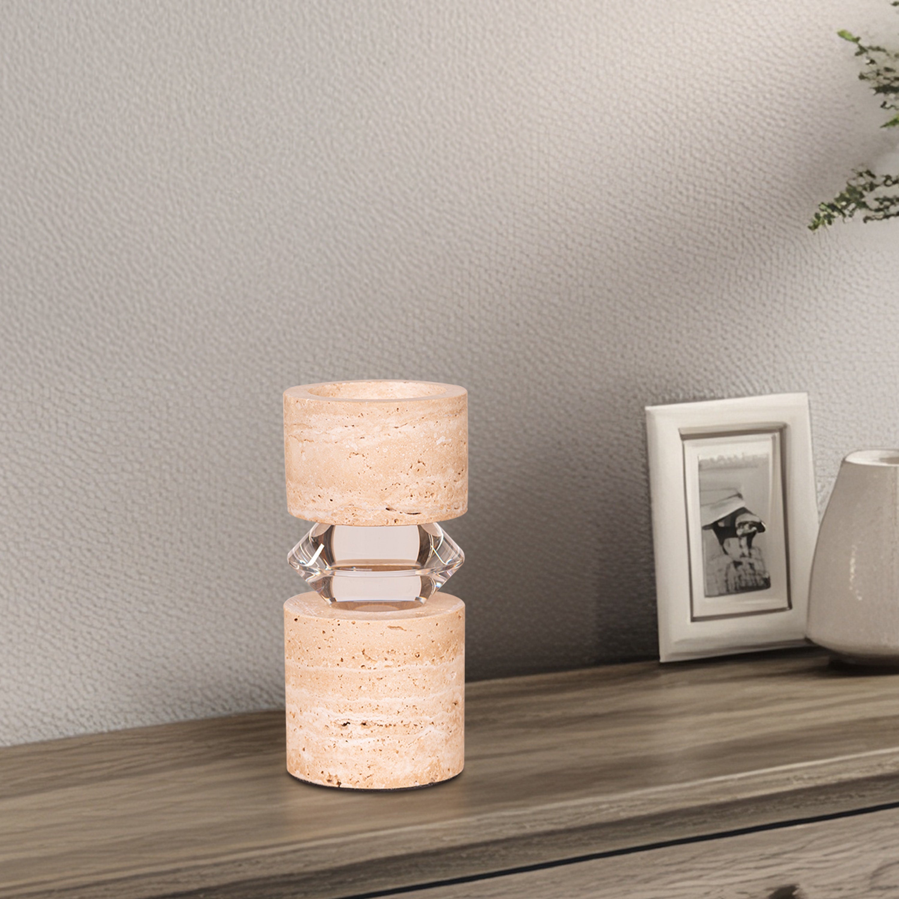 Like Water (Medium, Beige) Marble Candle Holder