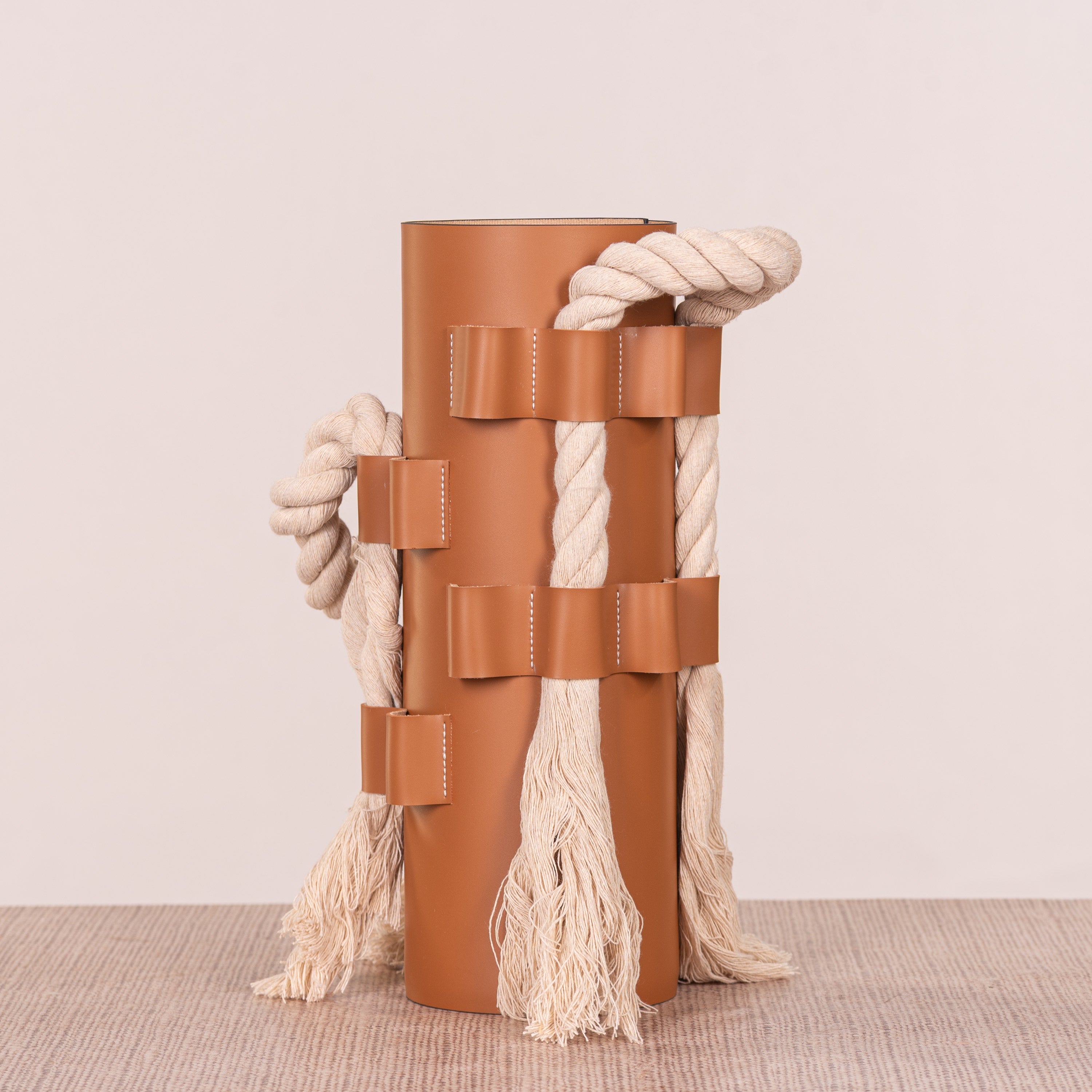 Come Undone (Brown) Faux Leather Vase