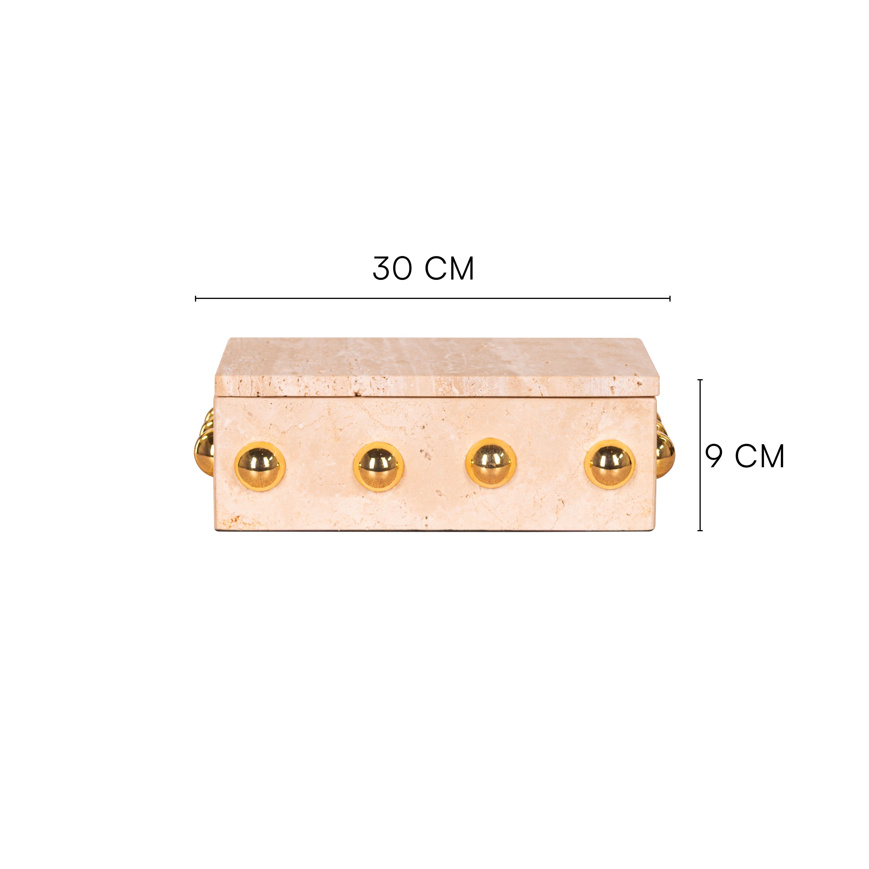 Town Down (Large, Beige, Gold) Marble Decorative Box