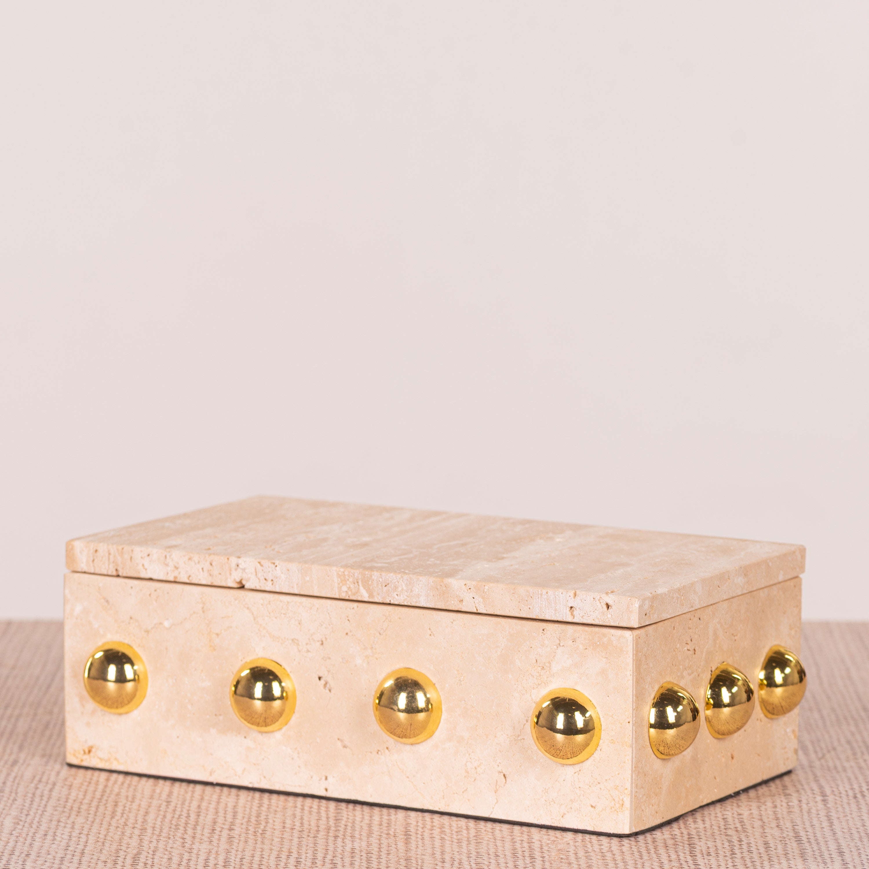 Town Down (Large, Beige, Gold) Marble Decorative Box