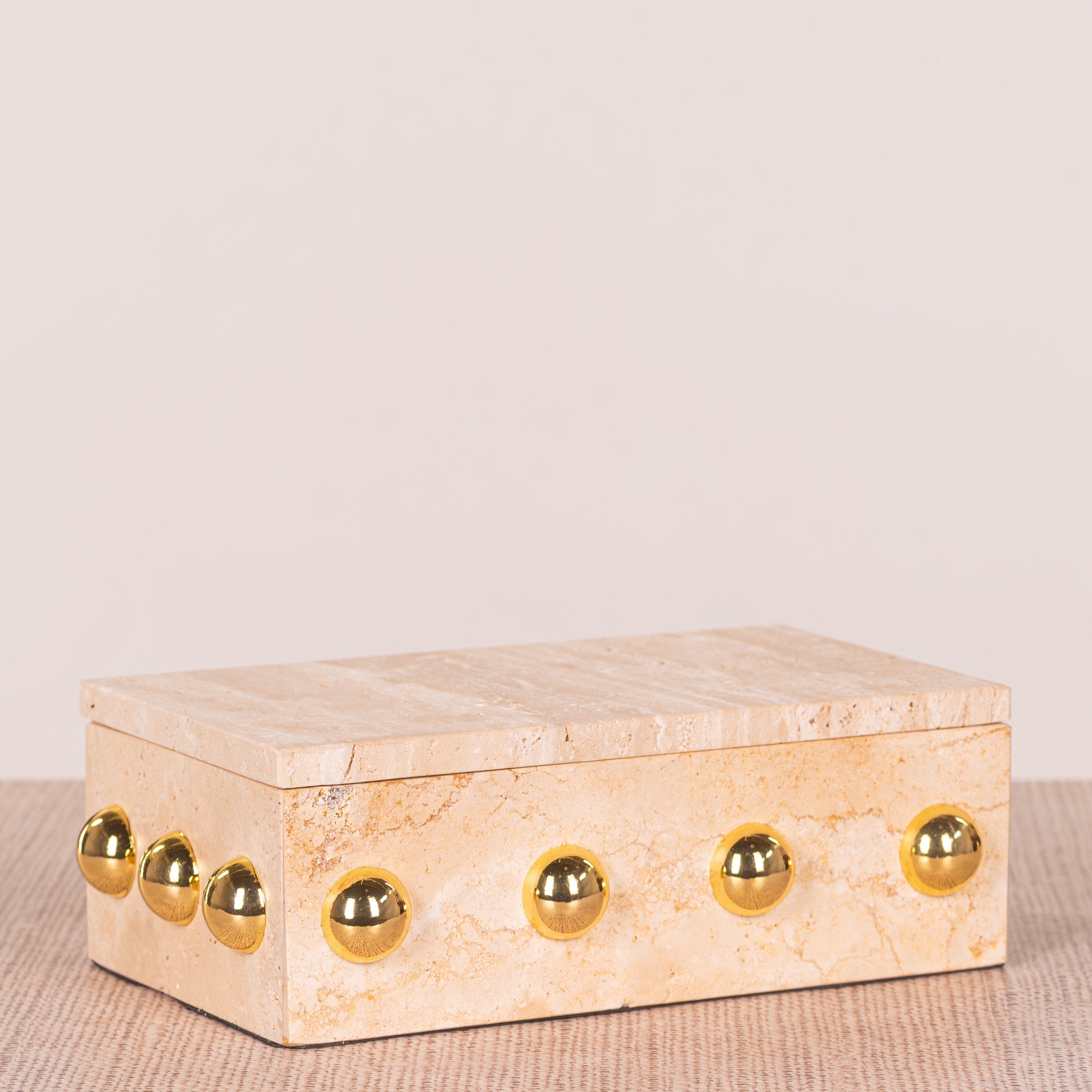 Town Down (Large, Beige, Gold) Marble Decorative Box