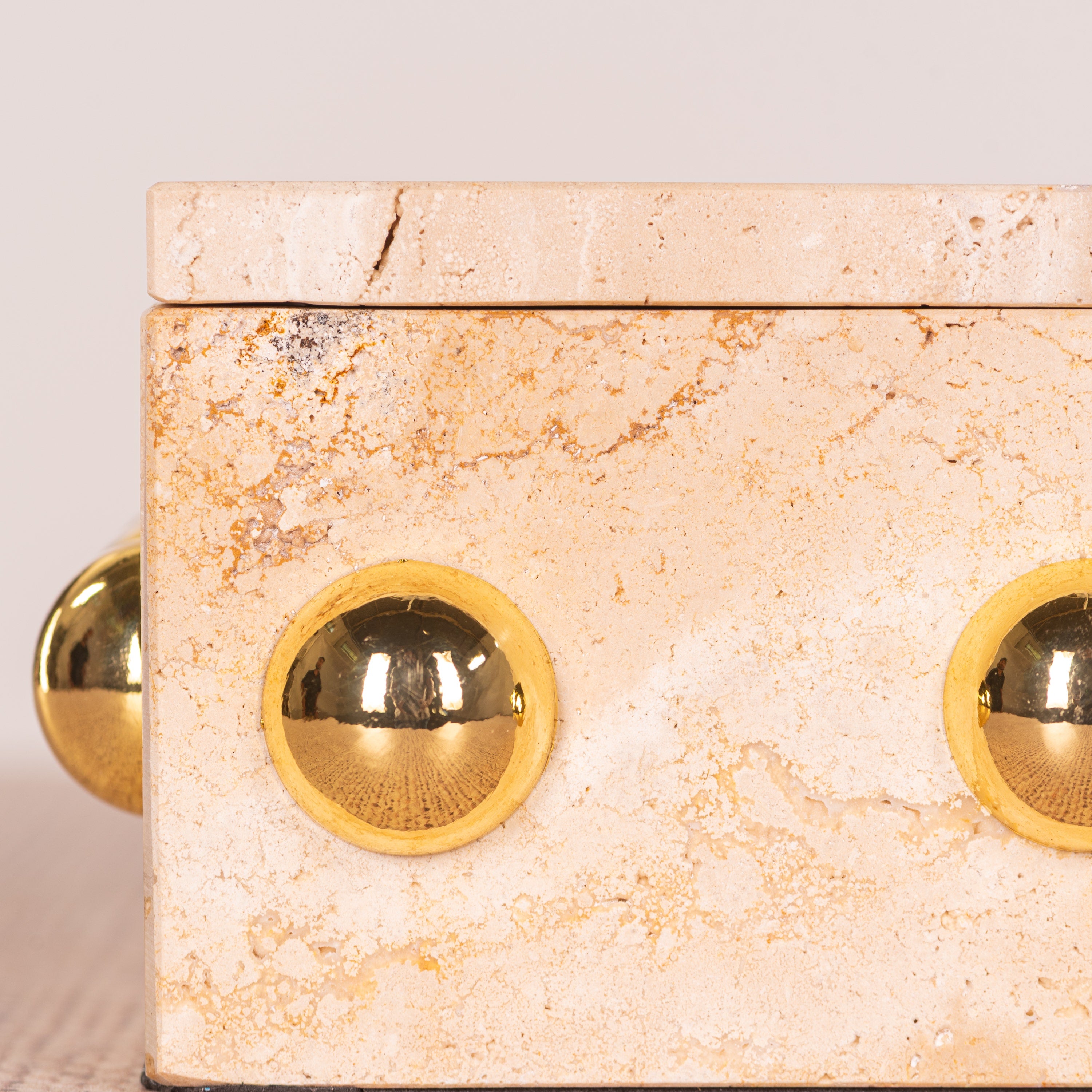 Town Down (Large, Beige, Gold) Marble Decorative Box