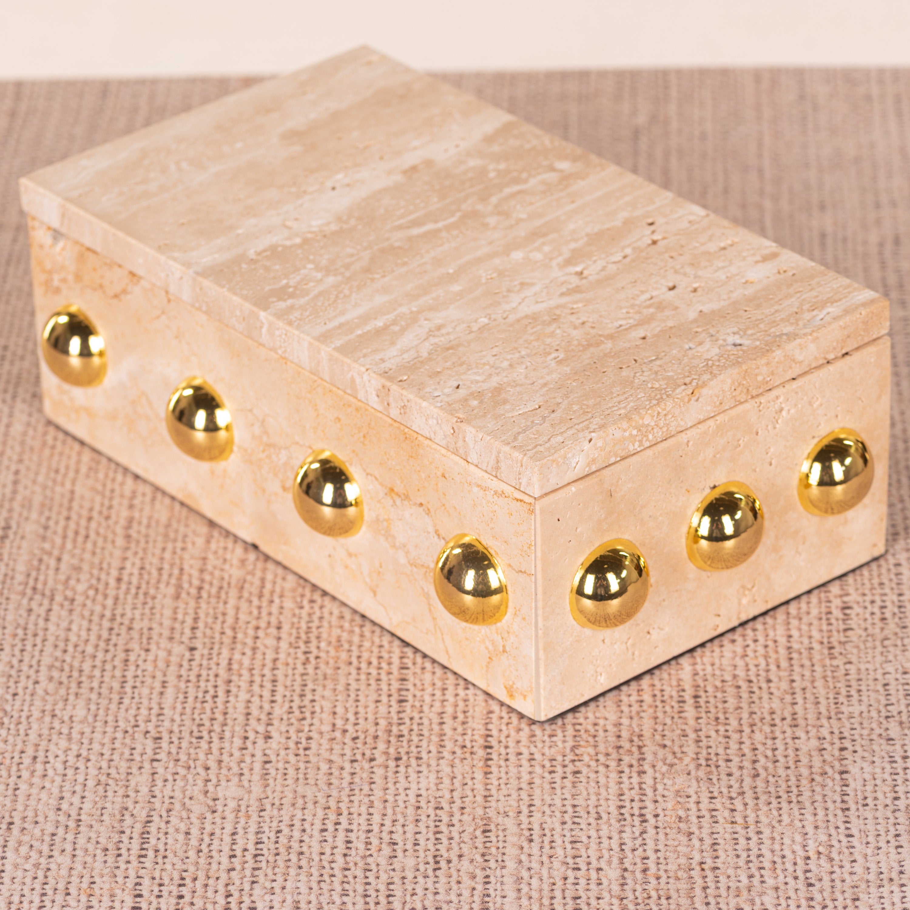 Town Down (Large, Beige, Gold) Marble Decorative Box