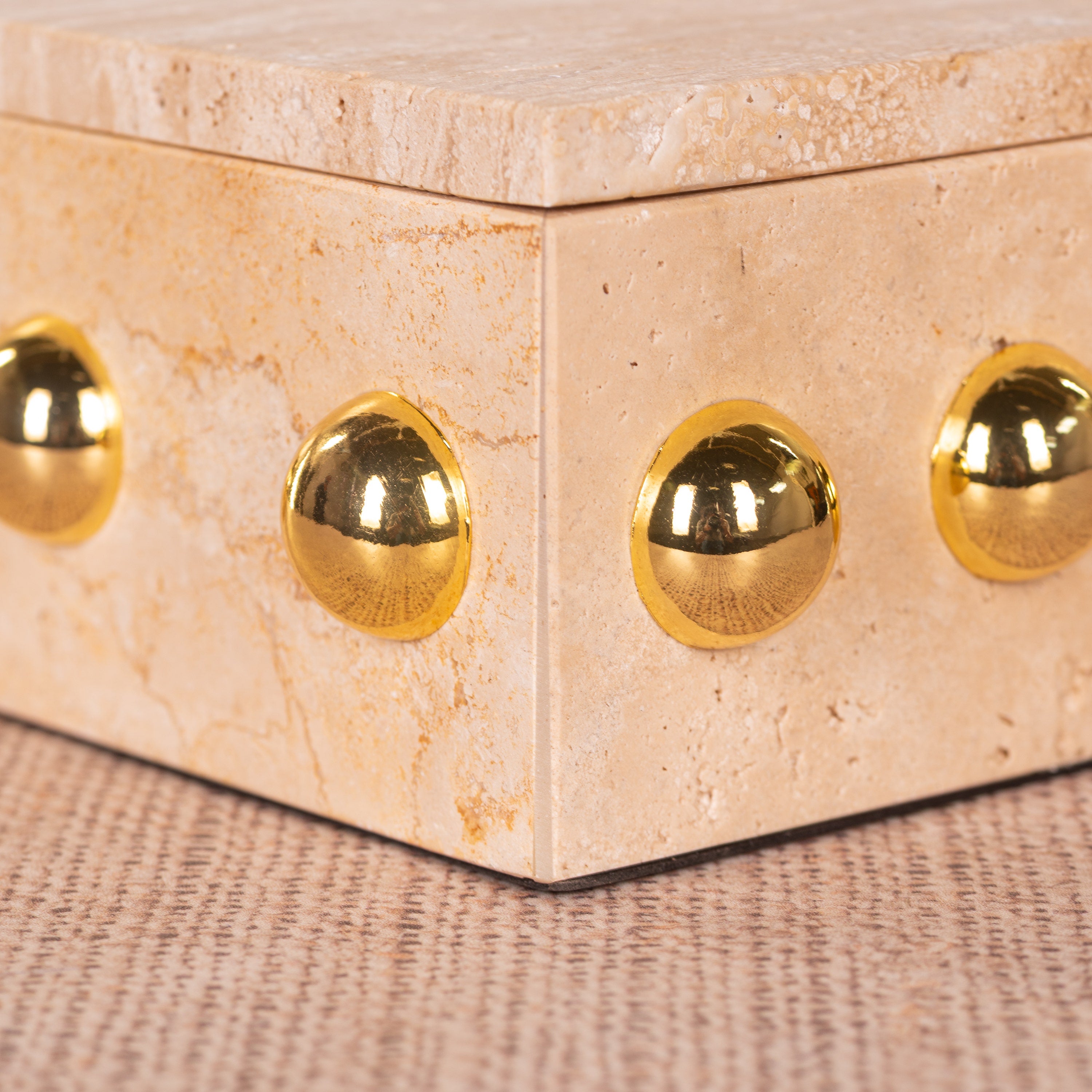 Town Down (Large, Beige, Gold) Marble Decorative Box