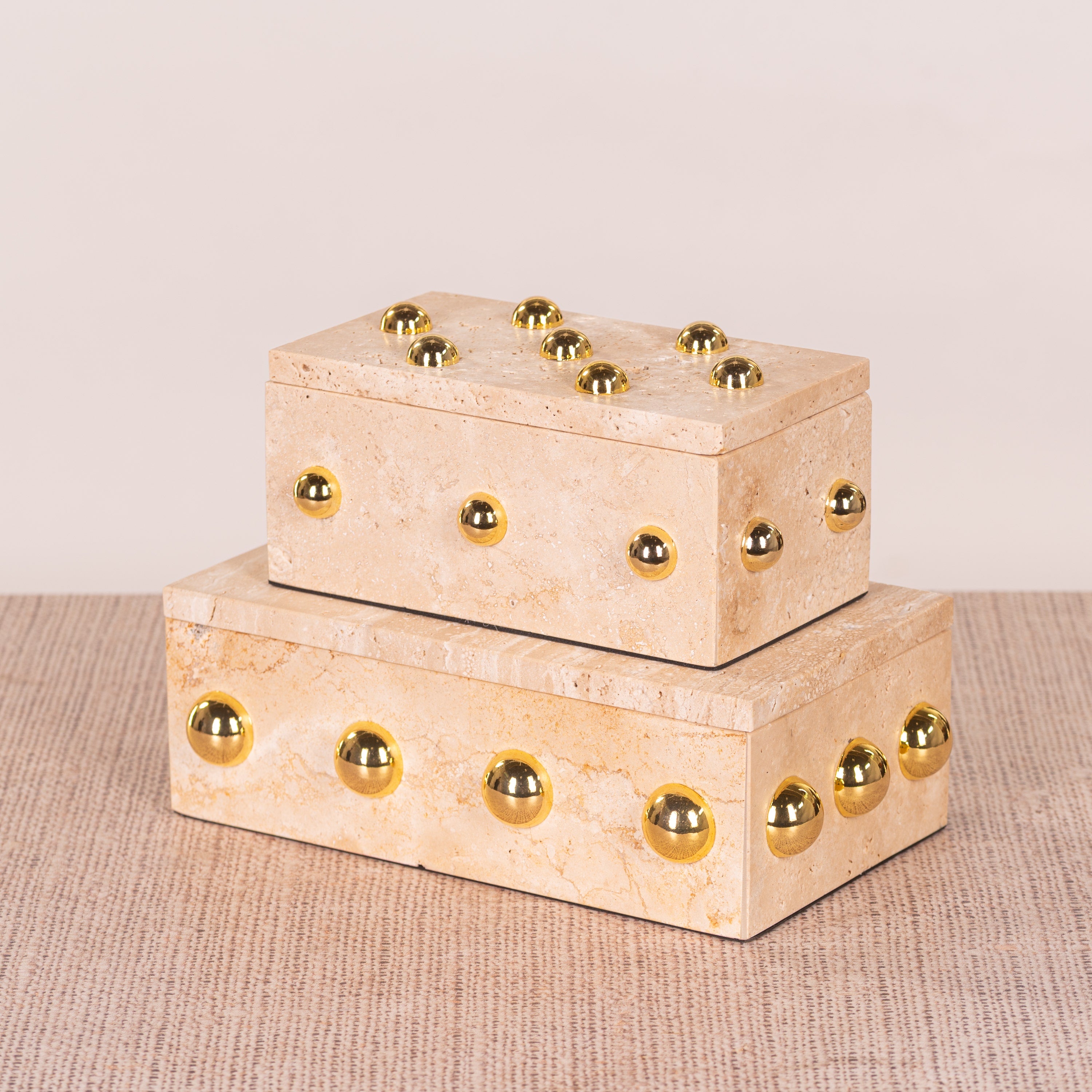 Town Down (Large, Beige, Gold) Marble Decorative Box