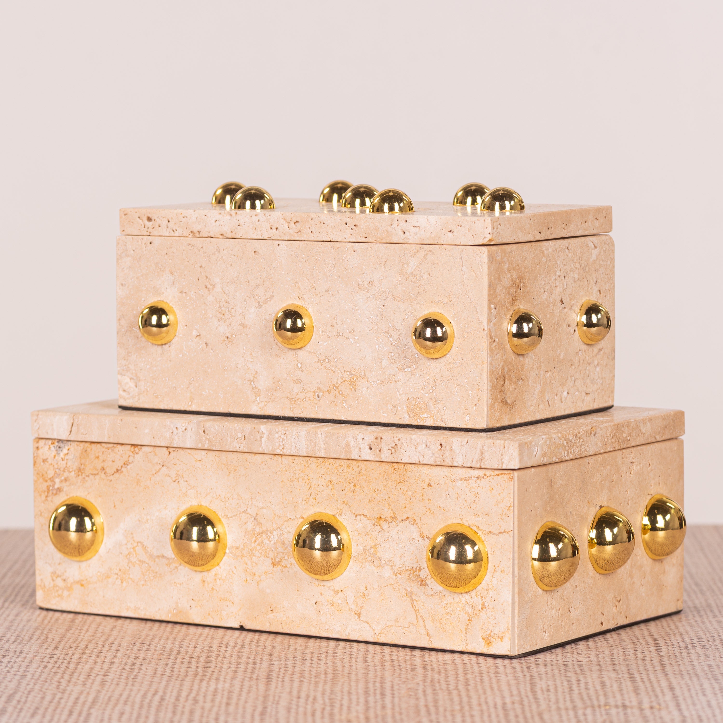 Town Down (Large, Beige, Gold) Marble Decorative Box