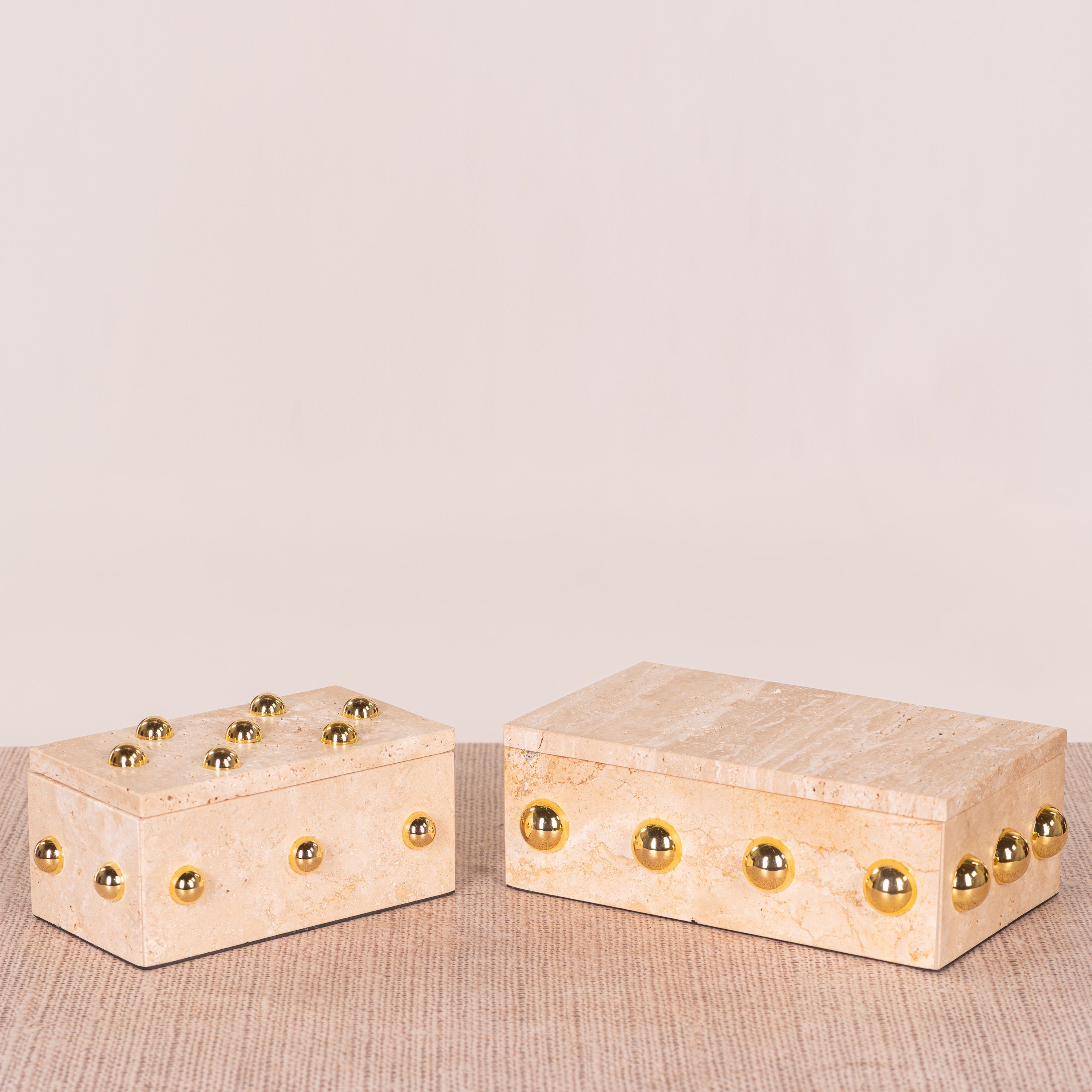 Town Down (Medium, Beige, Gold) Marble Decorative Box