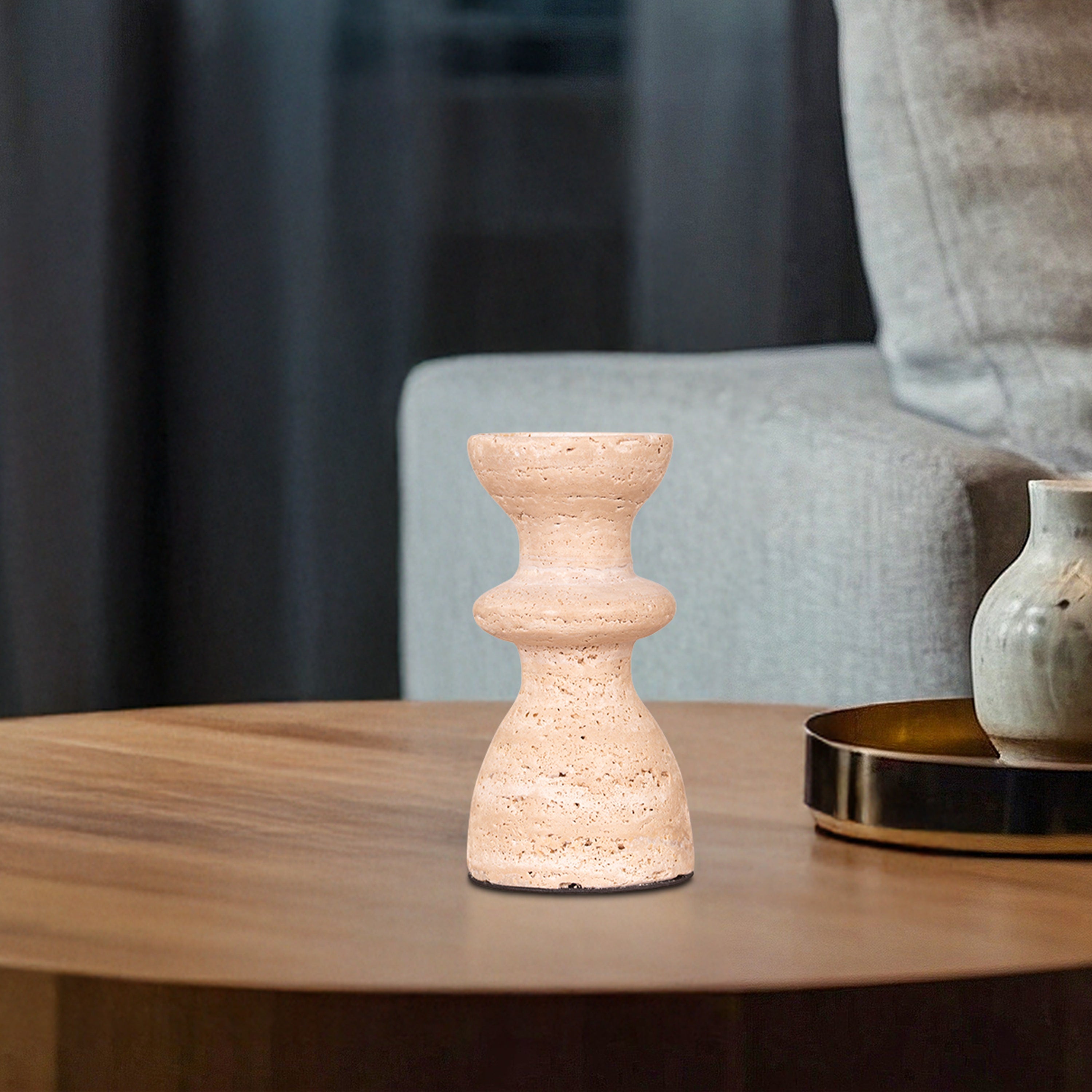 Otherly Love (Medium, Beige) Marble Candle Holder