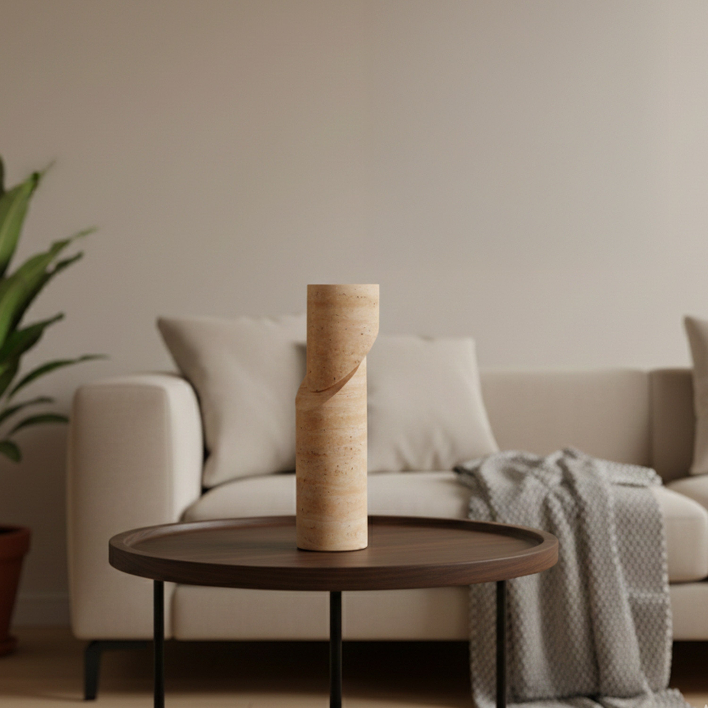 Sinkin Soon (Medium, Beige) Marble Candle Holder