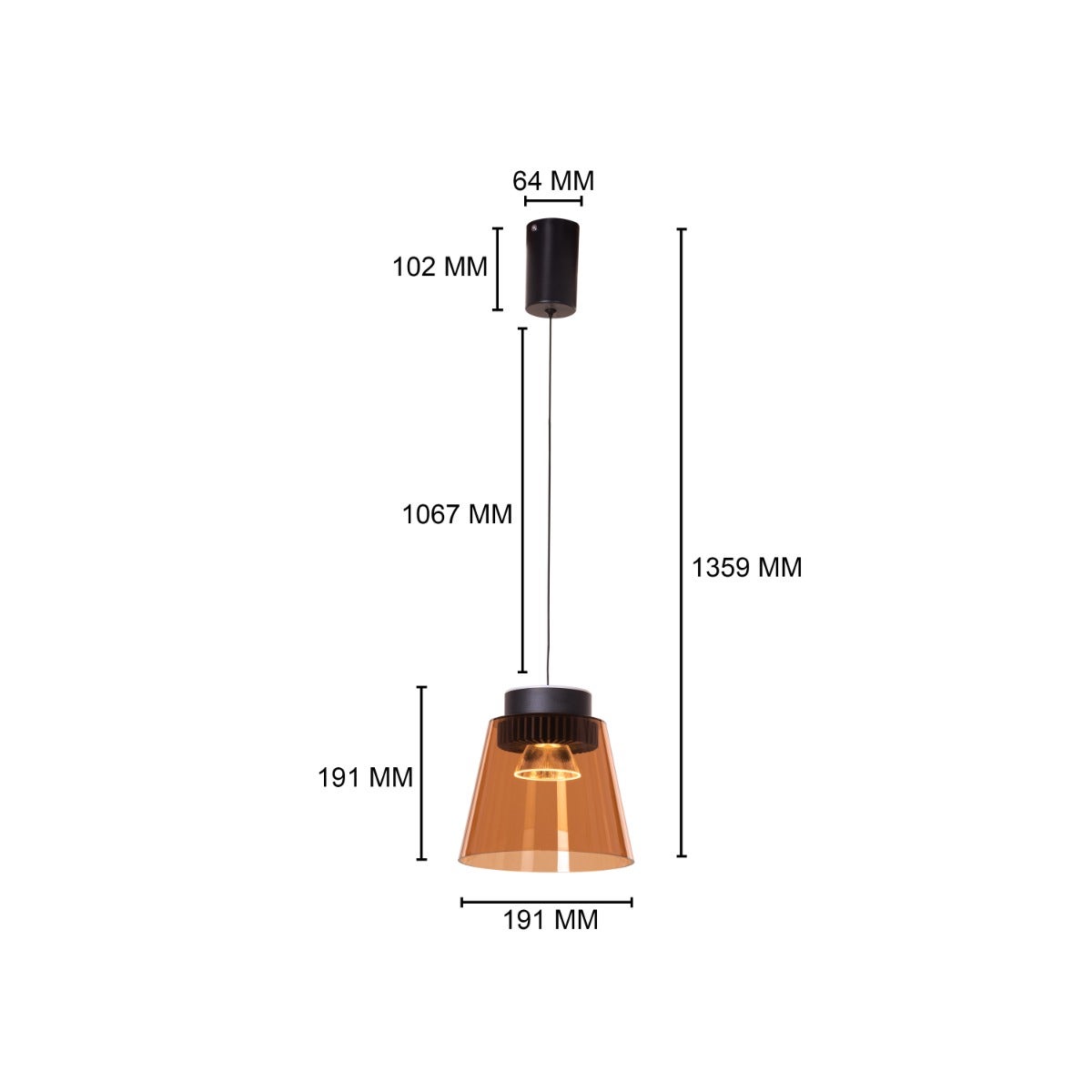 Paros- 7 واط كهرماني (3000 كلفن) مصباح قلادة من سلسلة LED Designer (DL01-10340)