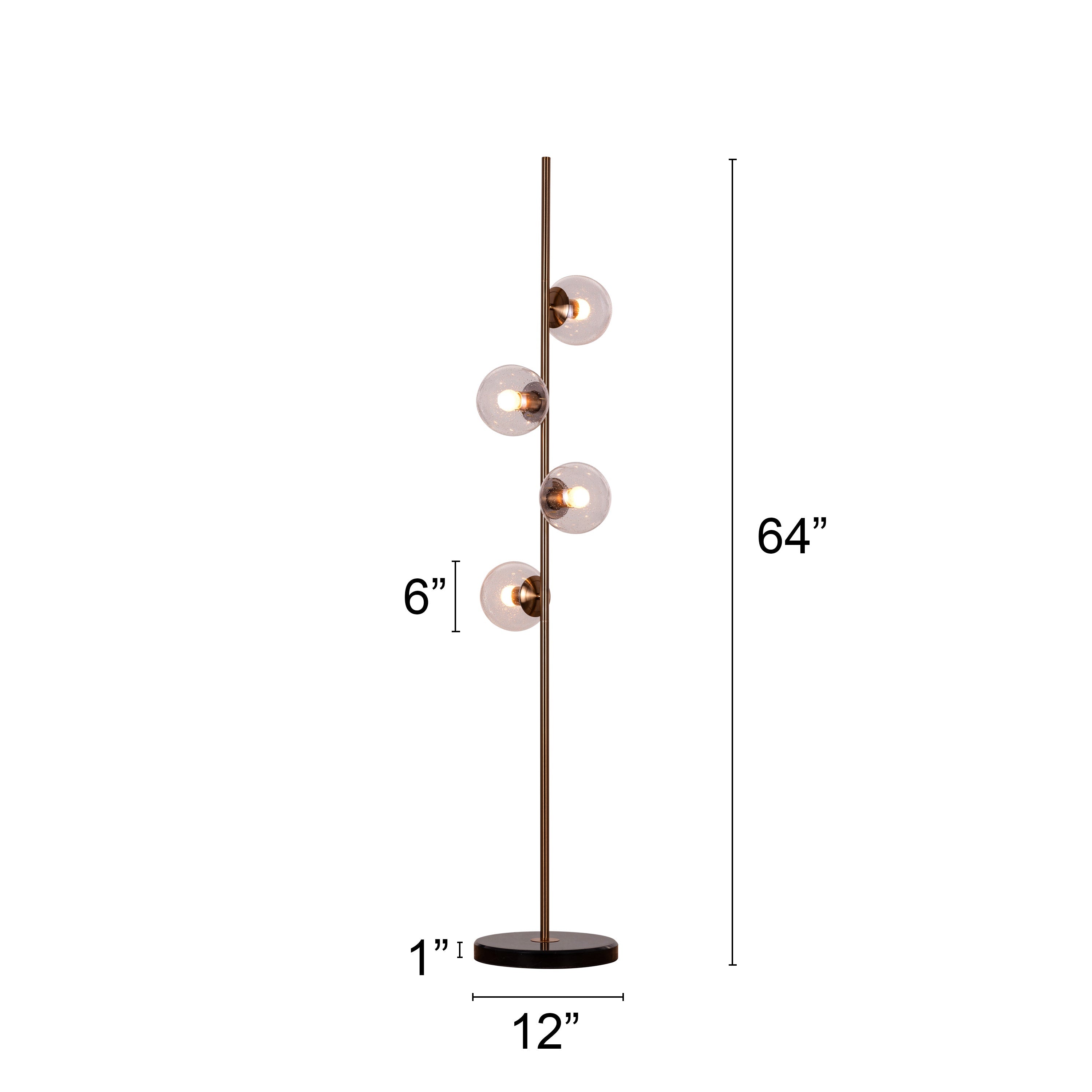 Sundance (Gold) Clear Bubble Glass Floor Lamp