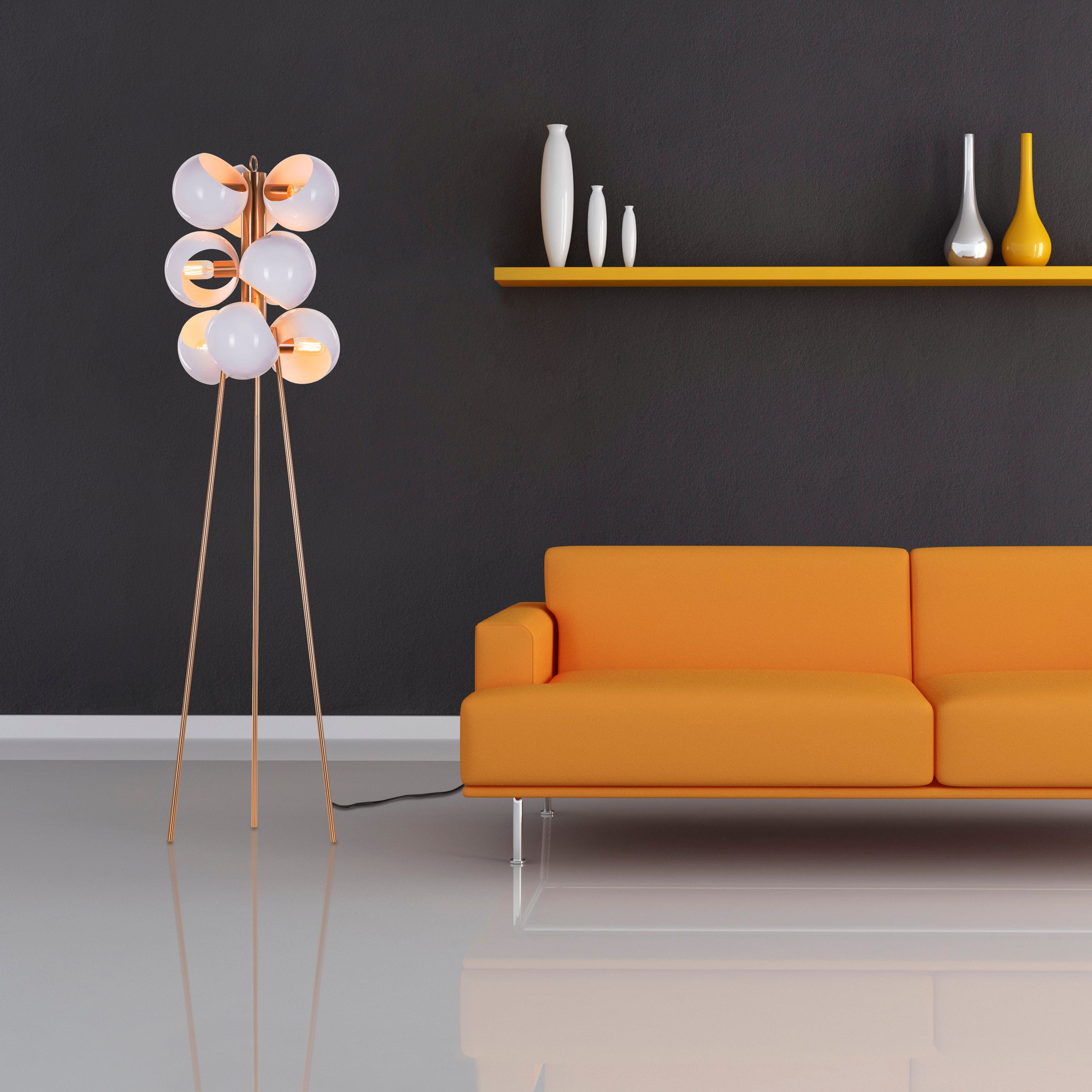 Greek To Me (Gold, White) Floor Lamp