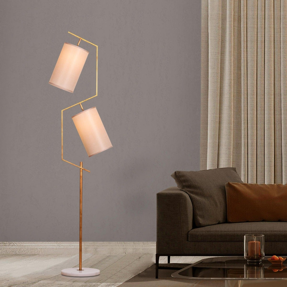 Effortless Signature (Gold, Beige) Marble Floor Lamp