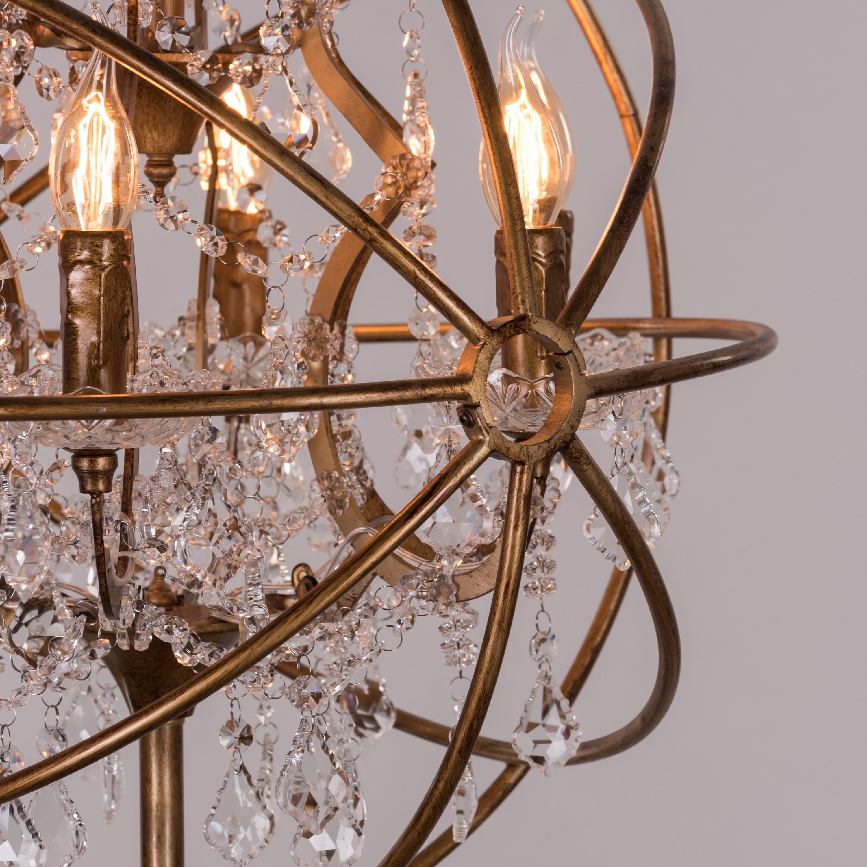 Moonlight Rendezvous (Antique Gold) Crystal Floor Lamp