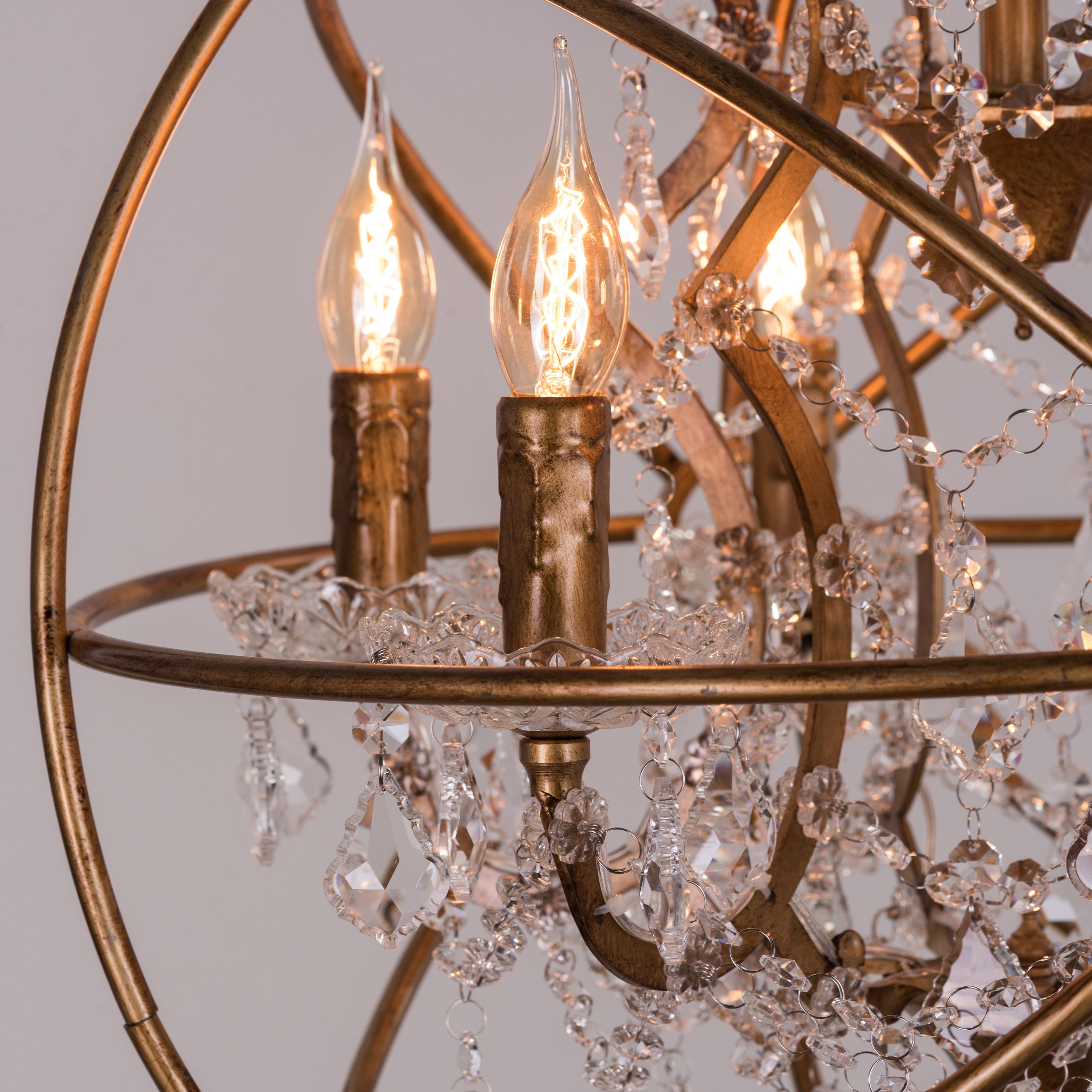 Moonlight Rendezvous (Antique Gold) Crystal Floor Lamp