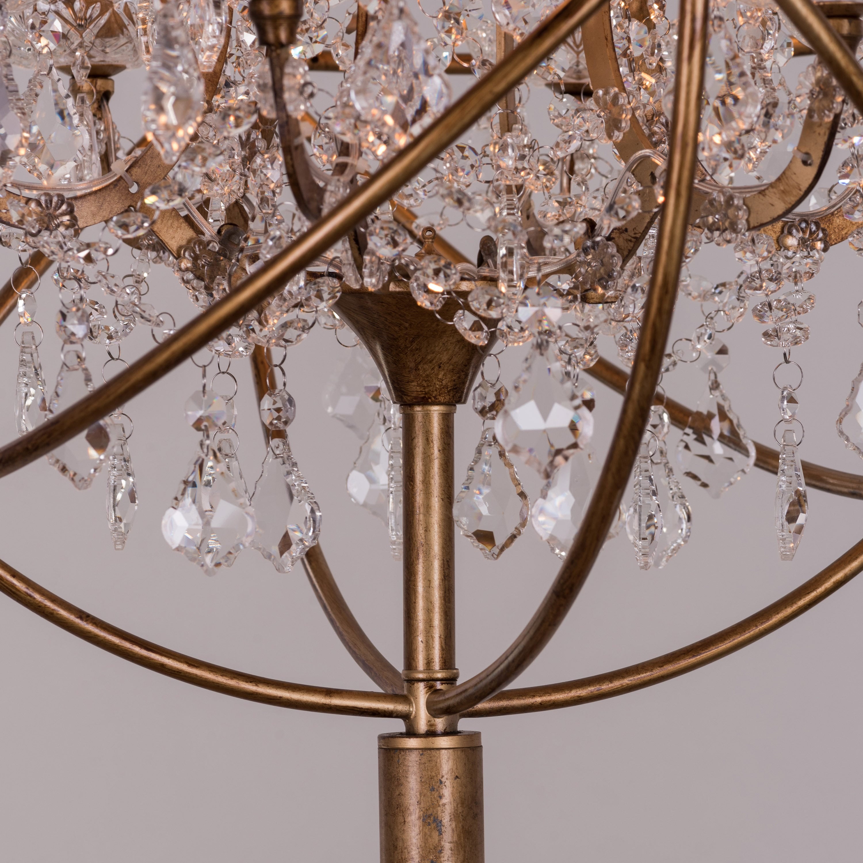 Moonlight Rendezvous (Antique Gold) Crystal Floor Lamp