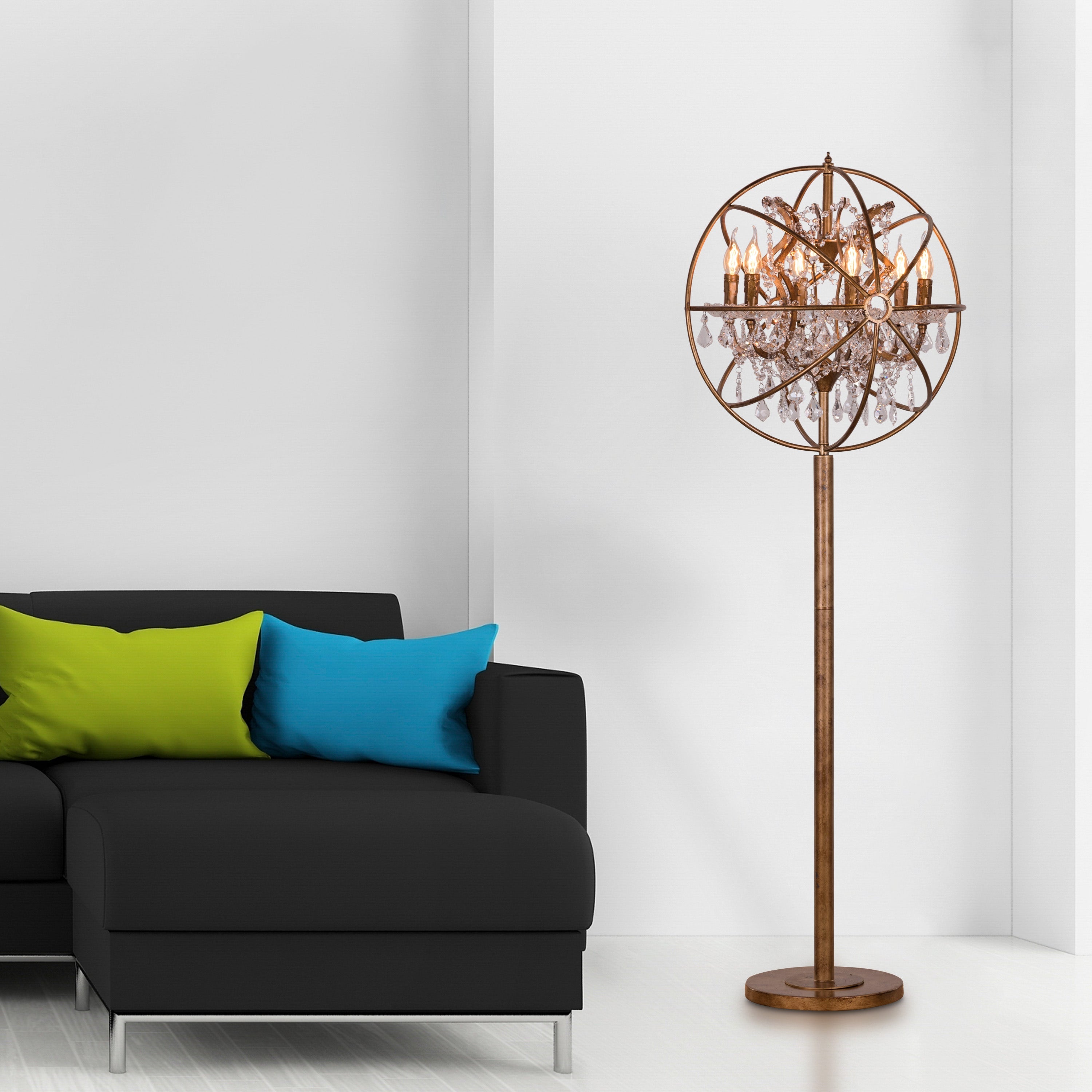 Moonlight Rendezvous (Antique Gold) Crystal Floor Lamp