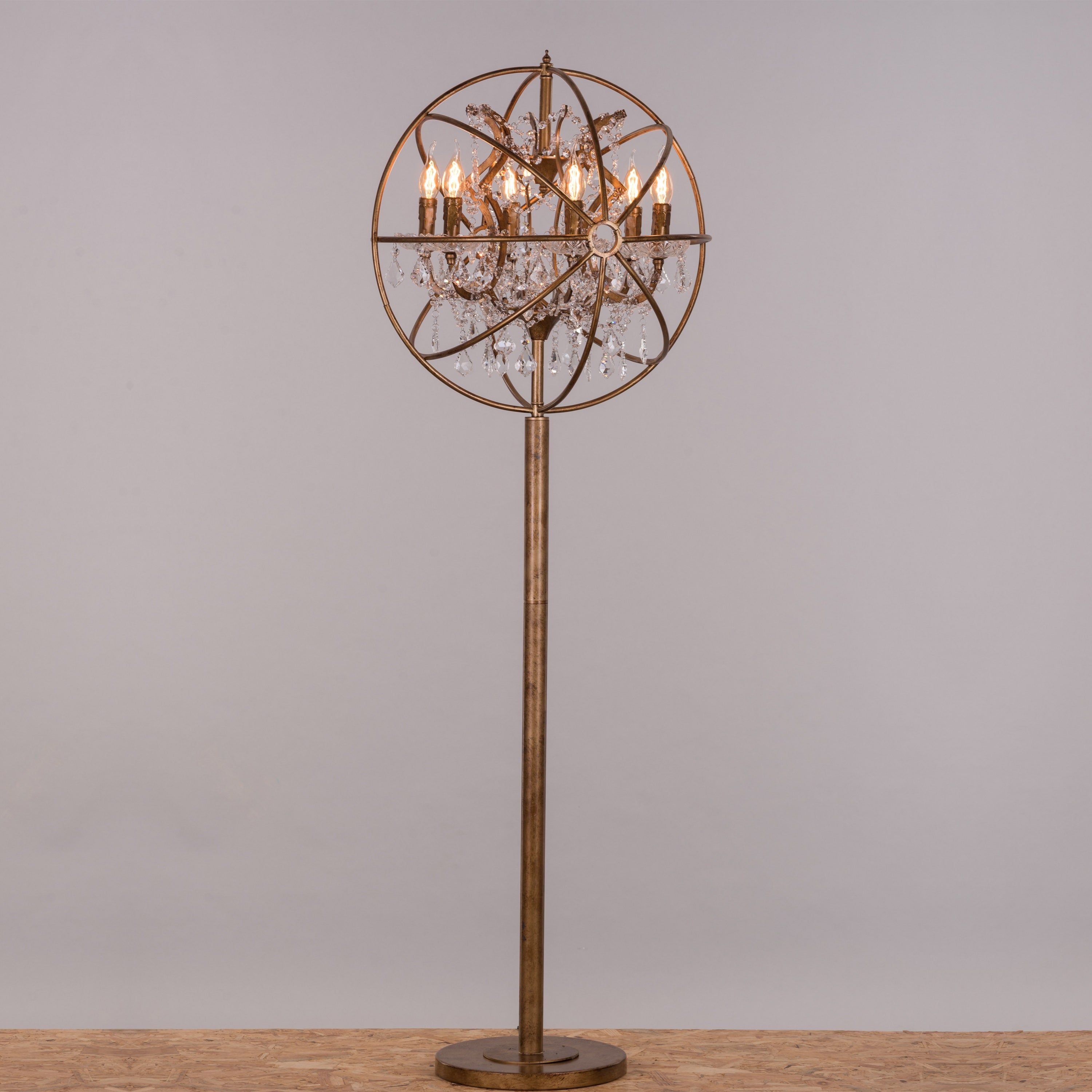 Moonlight Rendezvous (Antique Gold) Crystal Floor Lamp