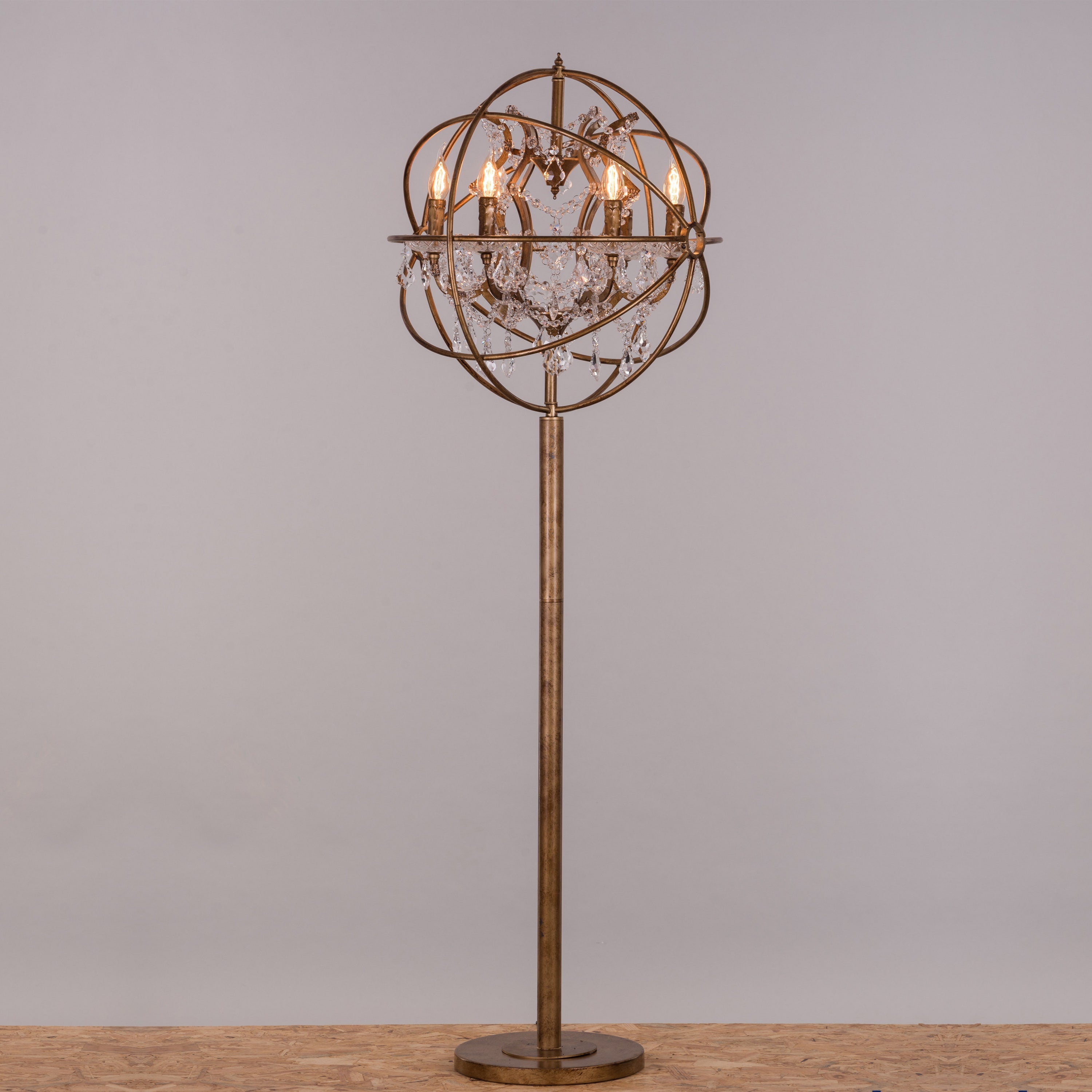 Moonlight Rendezvous (Antique Gold) Crystal Floor Lamp