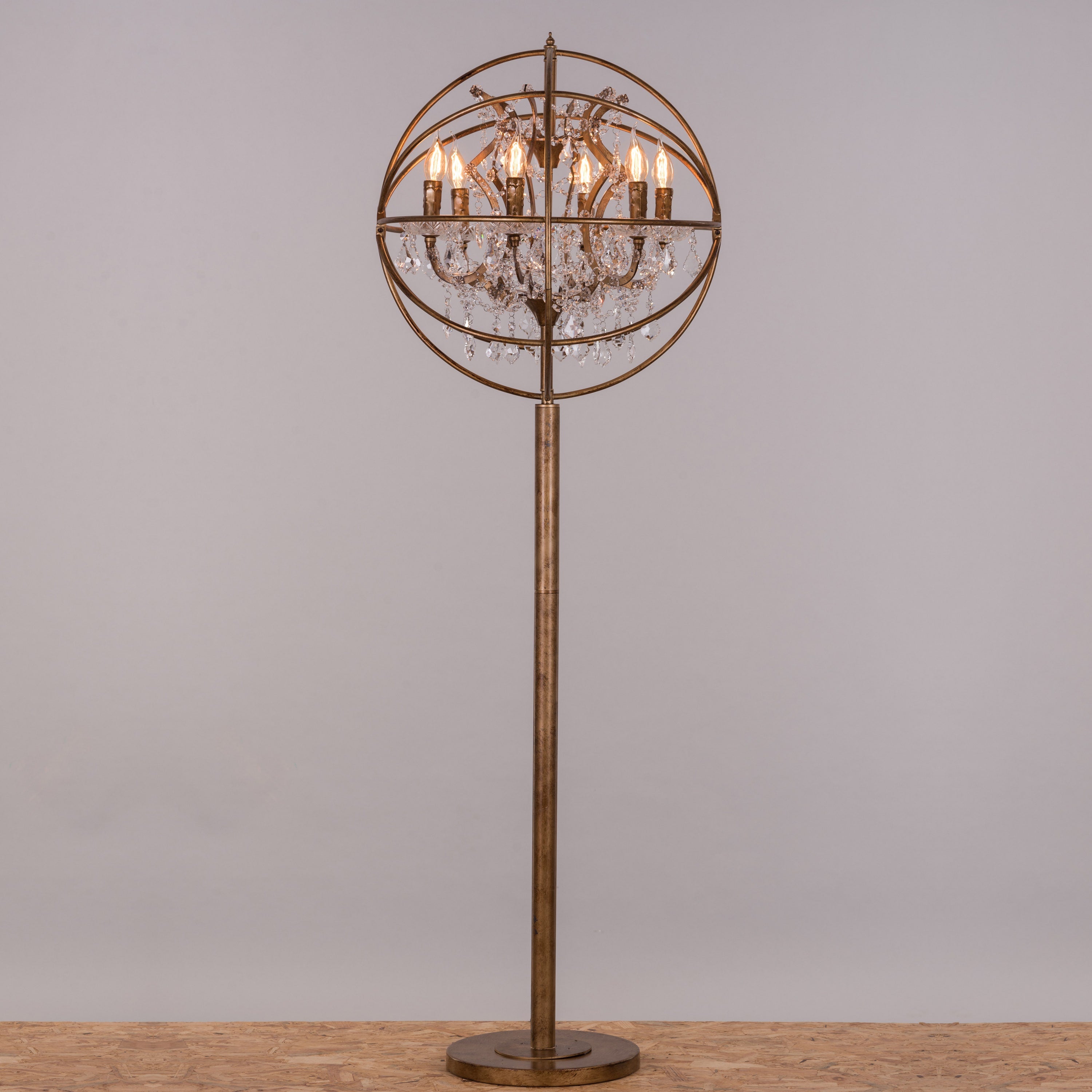Moonlight Rendezvous (Antique Gold) Crystal Floor Lamp
