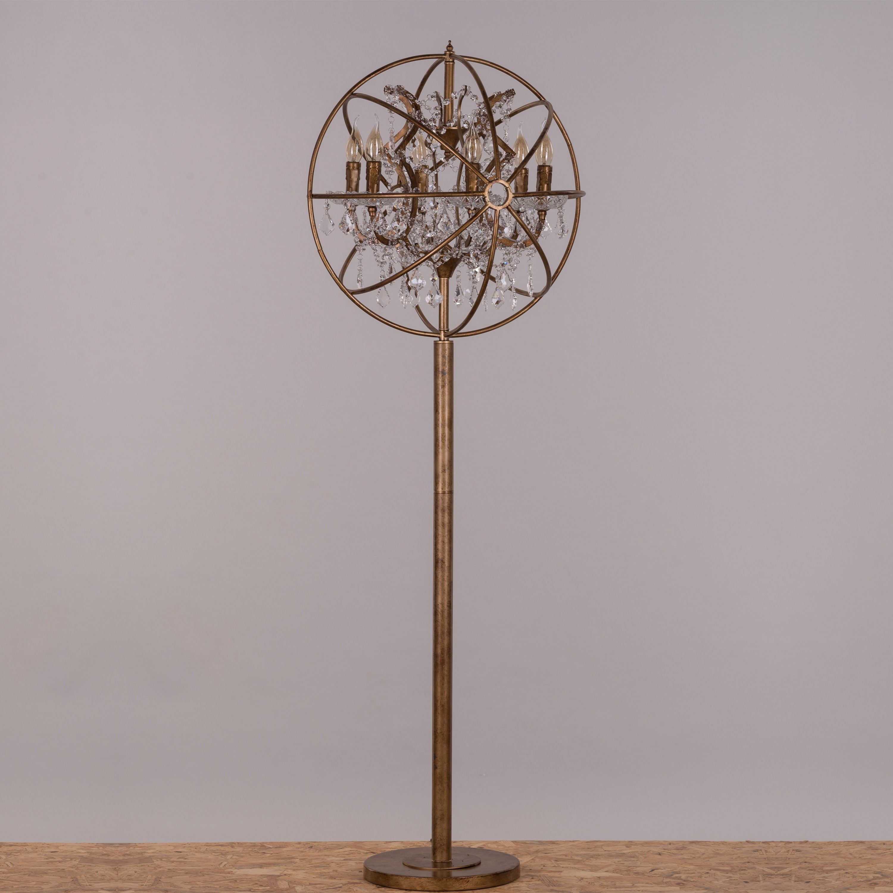 Moonlight Rendezvous (Antique Gold) Crystal Floor Lamp