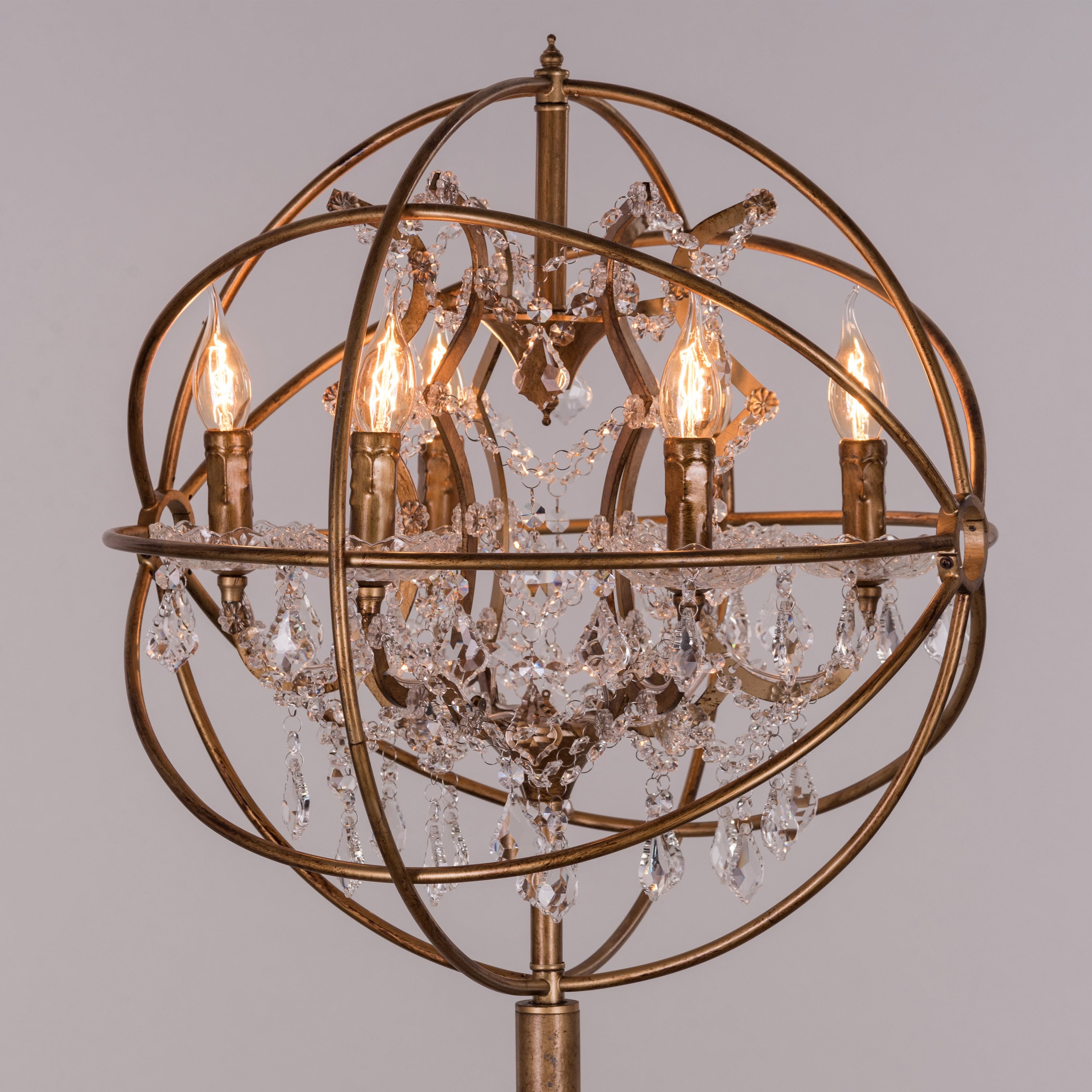 Moonlight Rendezvous (Antique Gold) Crystal Floor Lamp