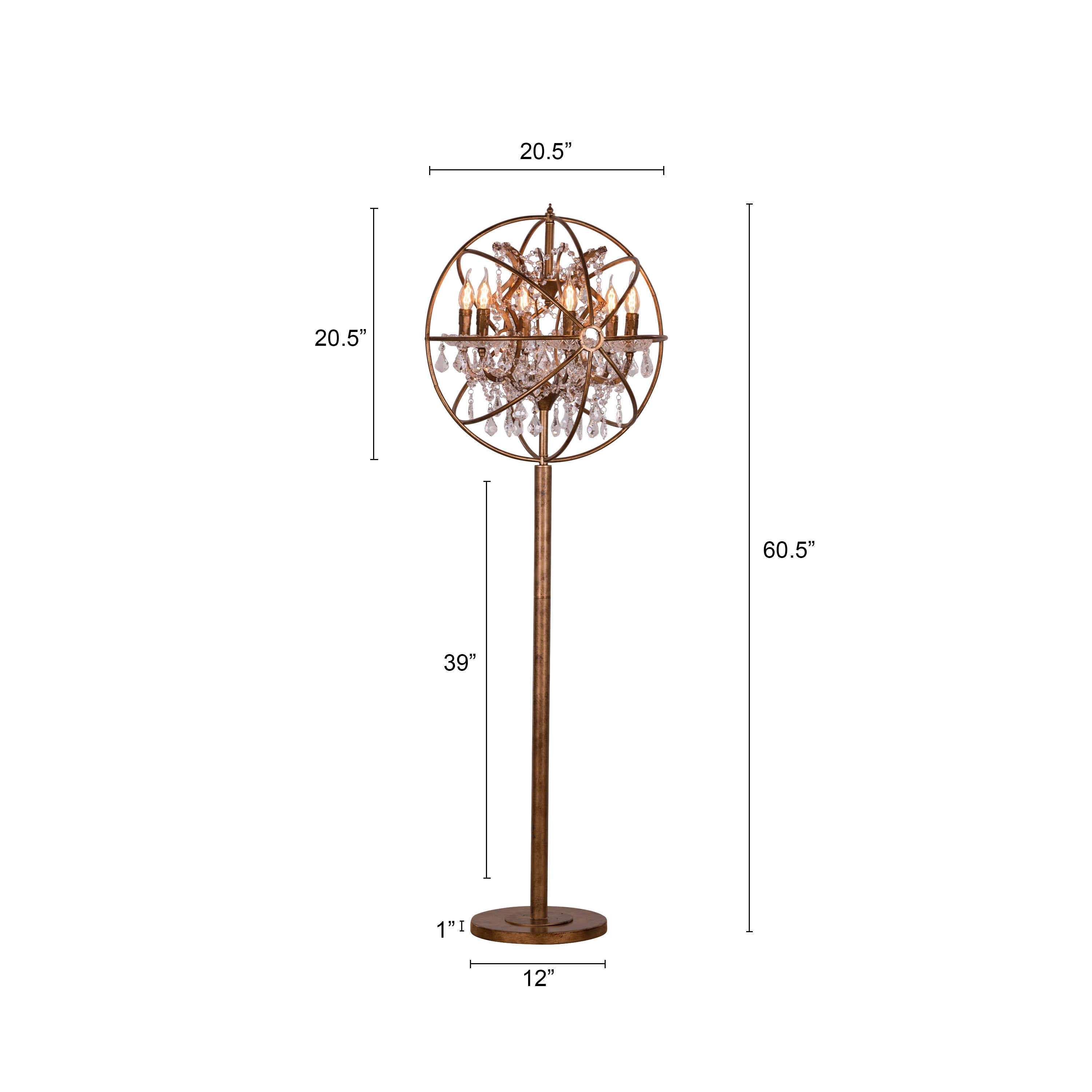 Moonlight Rendezvous (Antique Gold) Crystal Floor Lamp