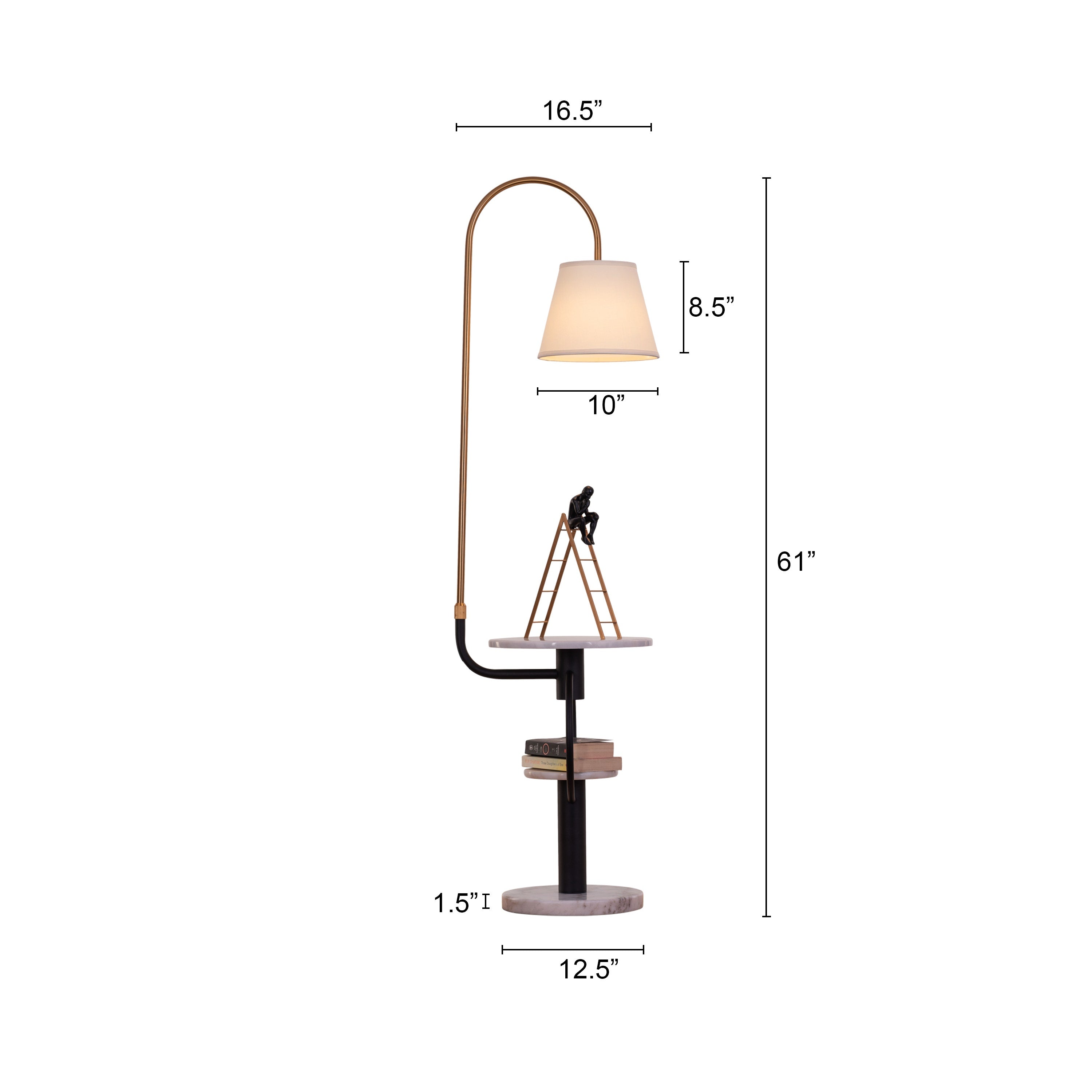 Face The Music (Gold, Black) Marble Floor Lamp