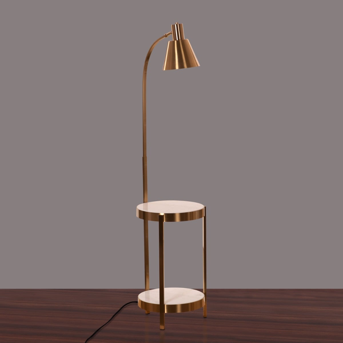 One Step Forward (Gold, White) Marble Floor Lamp