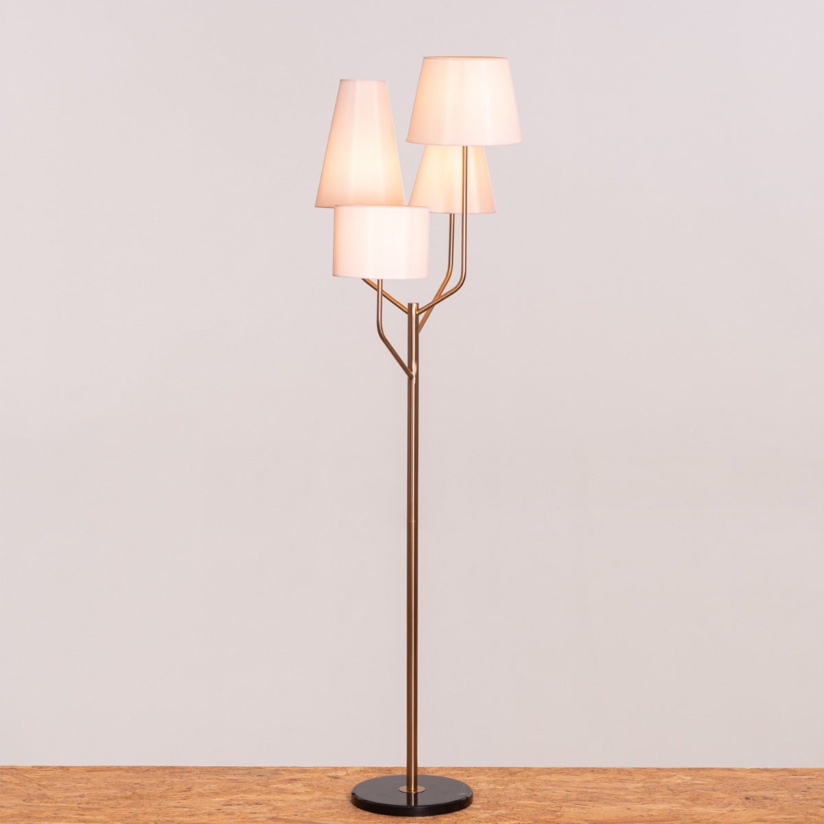 News Is Everywhere (Gold, Beige) Marble Floor Lamp
